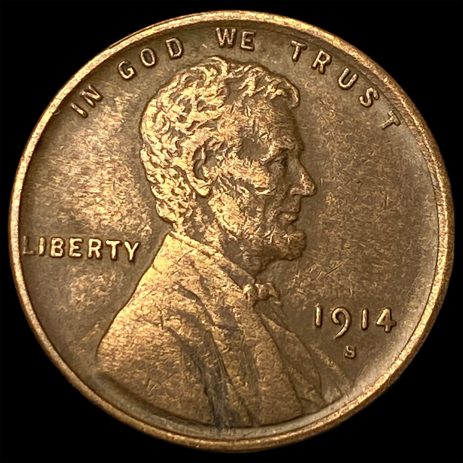 1914-S Lincoln Wheat Cent CLOSELY UNCIRCULATED: 1914-S Lincoln Wheat Cent CLOSELY UNCIRCULATED