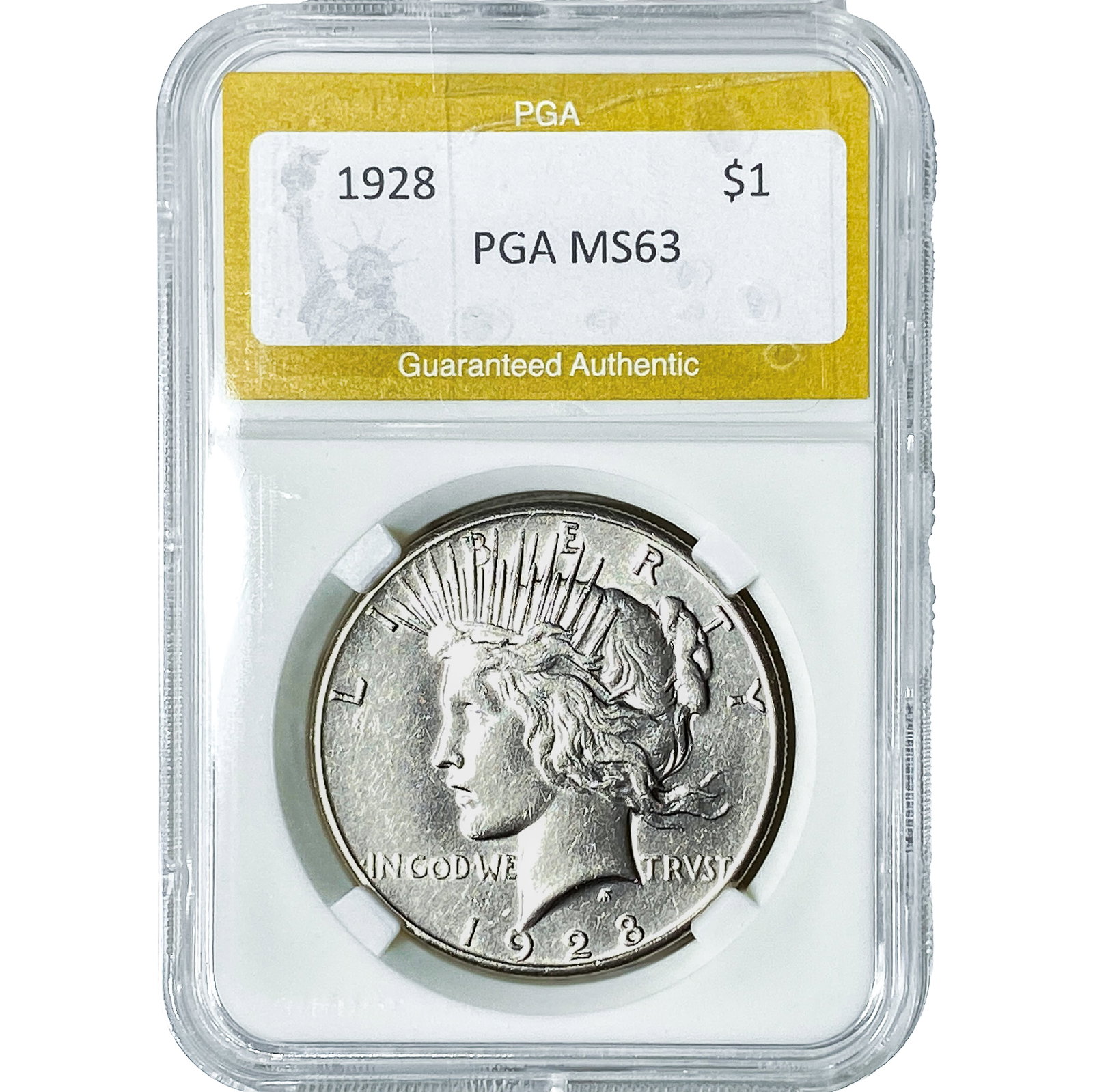 1928 Silver Peace Dollar PGA MS63: 1928 Silver Peace Dollar PGA MS63