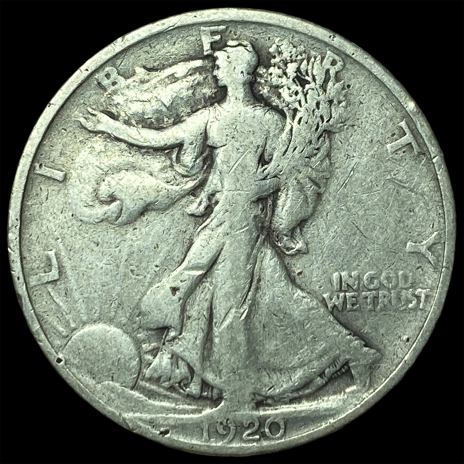 1920-P Silver Walking Liberty Half Dollar LIGHTLY CIRCULATED: 1920-P Silver Walking Liberty Half Dollar LIGHTLY CIRCULATED