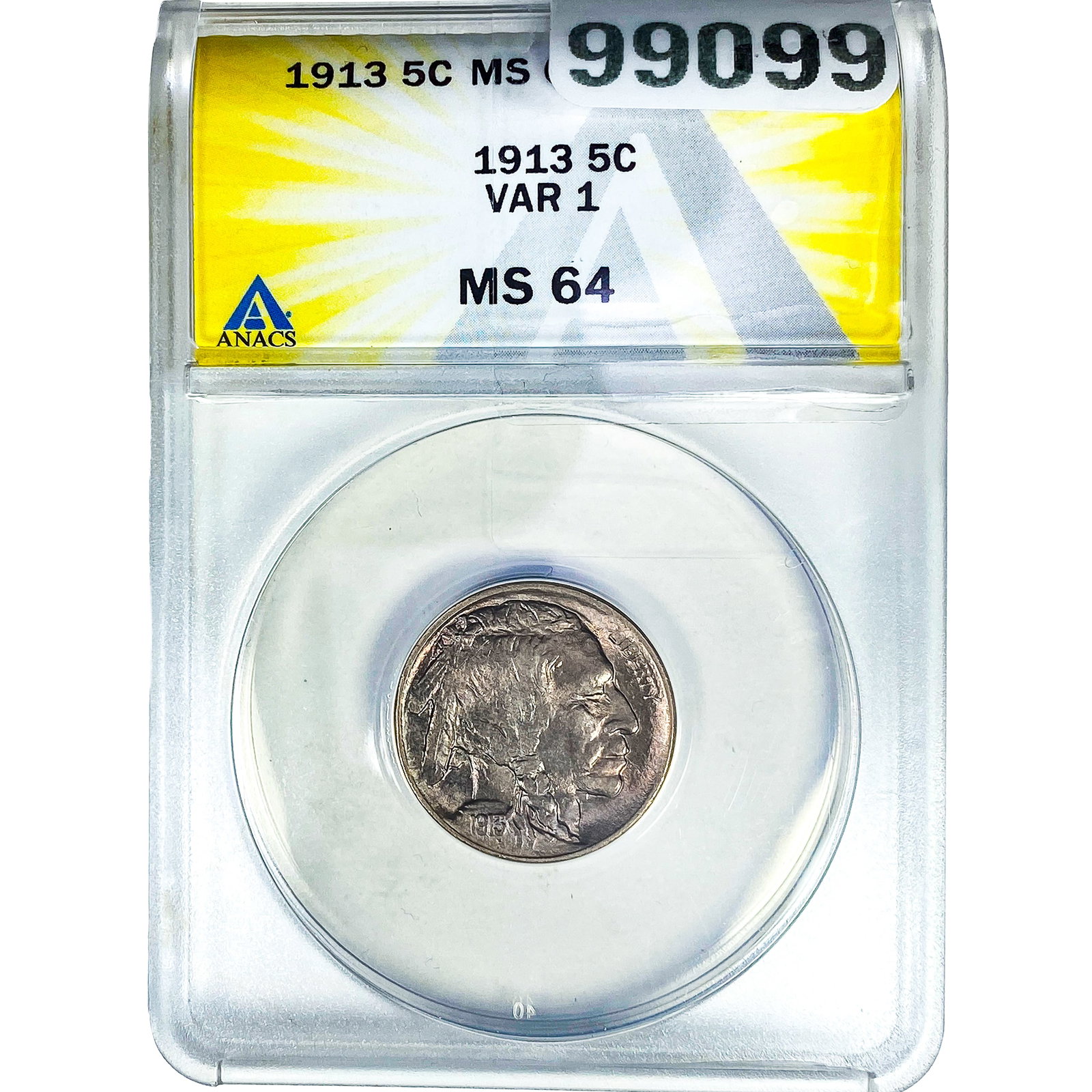 1913 Buffalo Nickel ANACS MS64 Var 1: 1913 Buffalo Nickel ANACS MS64 Var 1