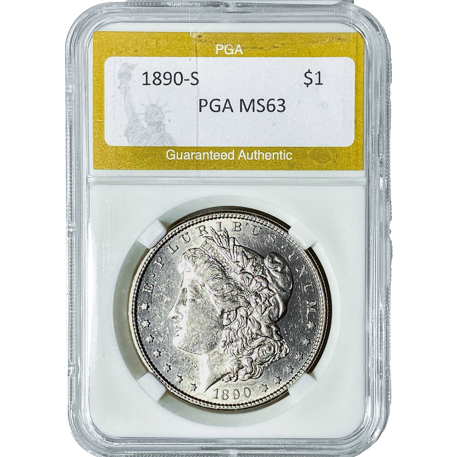 1890-S Morgan Silver Dollar PGA MS63: 1890-S Morgan Silver Dollar PGA MS63
