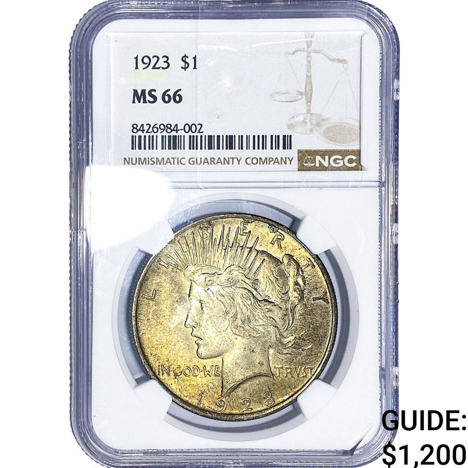 1923 Silver Peace Dollar NGC MS66: 1923 Silver Peace Dollar NGC MS66