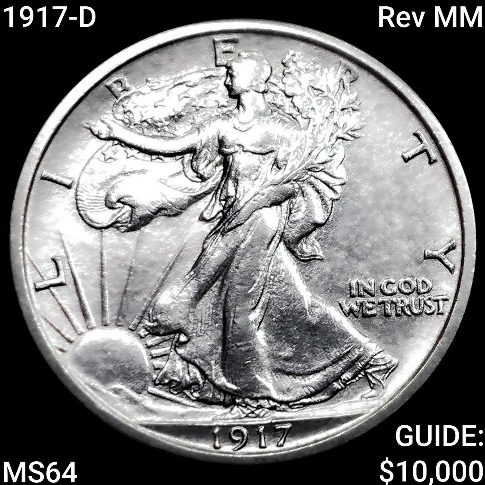 1917-D Rev MM Walking Liberty Half Dollar CHOICE BU: 1917-D Rev MM Walking Liberty Half Dollar CHOICE BU