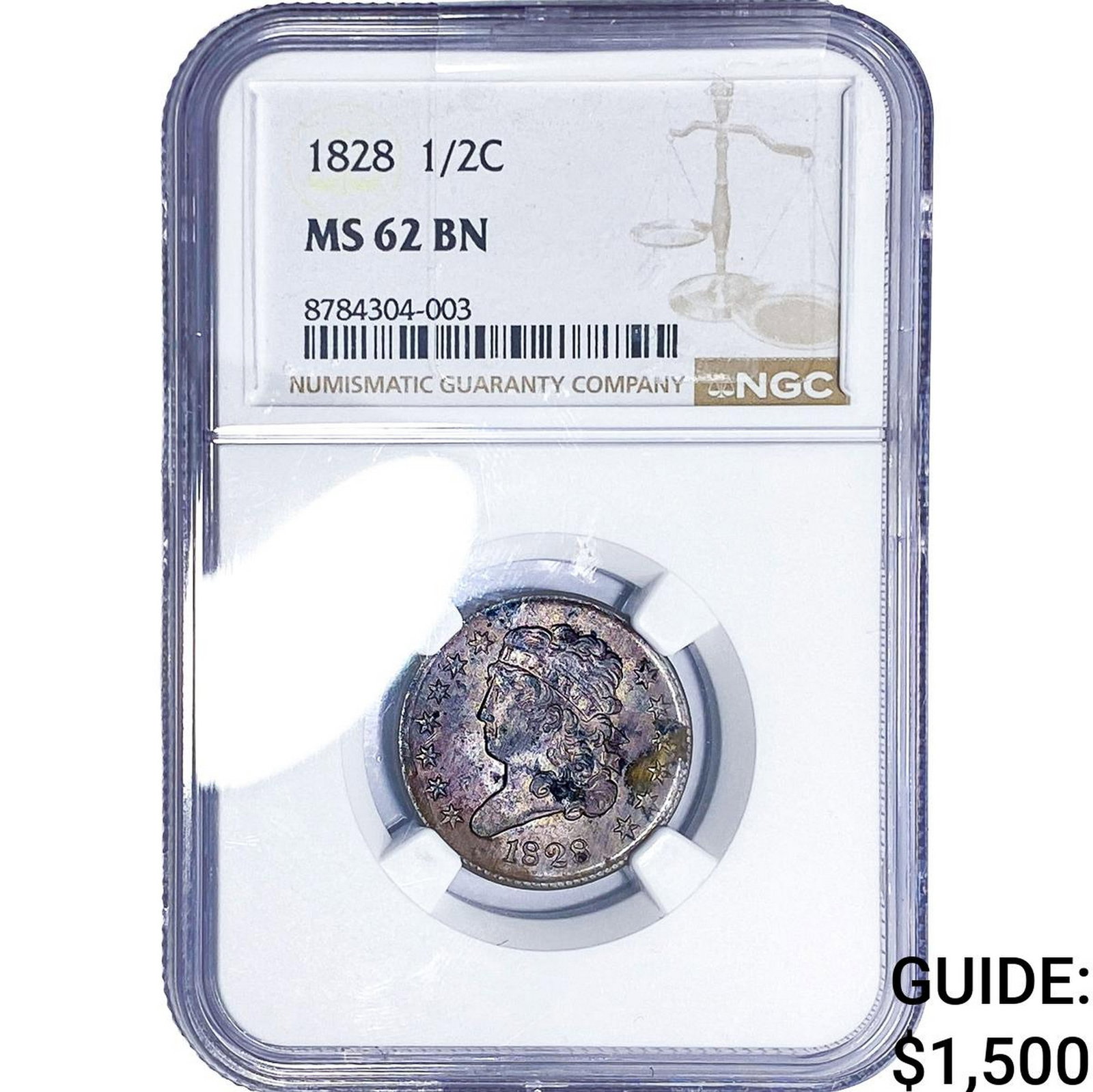 1828 Classic Head Half Cent NGC MS62 BN: 1828 Classic Head Half Cent NGC MS62 BN