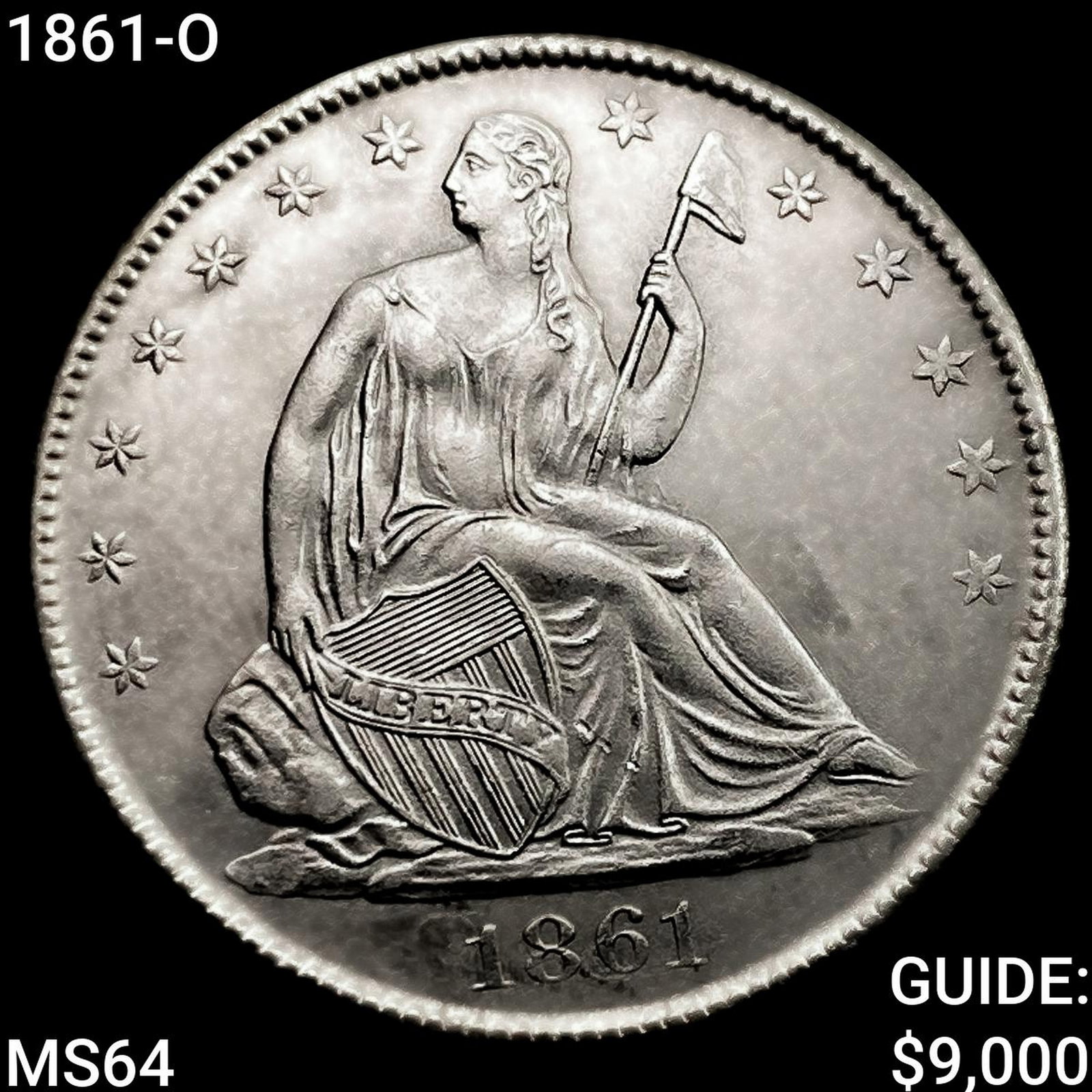 1861-O Seated Liberty Half Dollar CHOICE BU: 1861-O Seated Liberty Half Dollar CHOICE BU