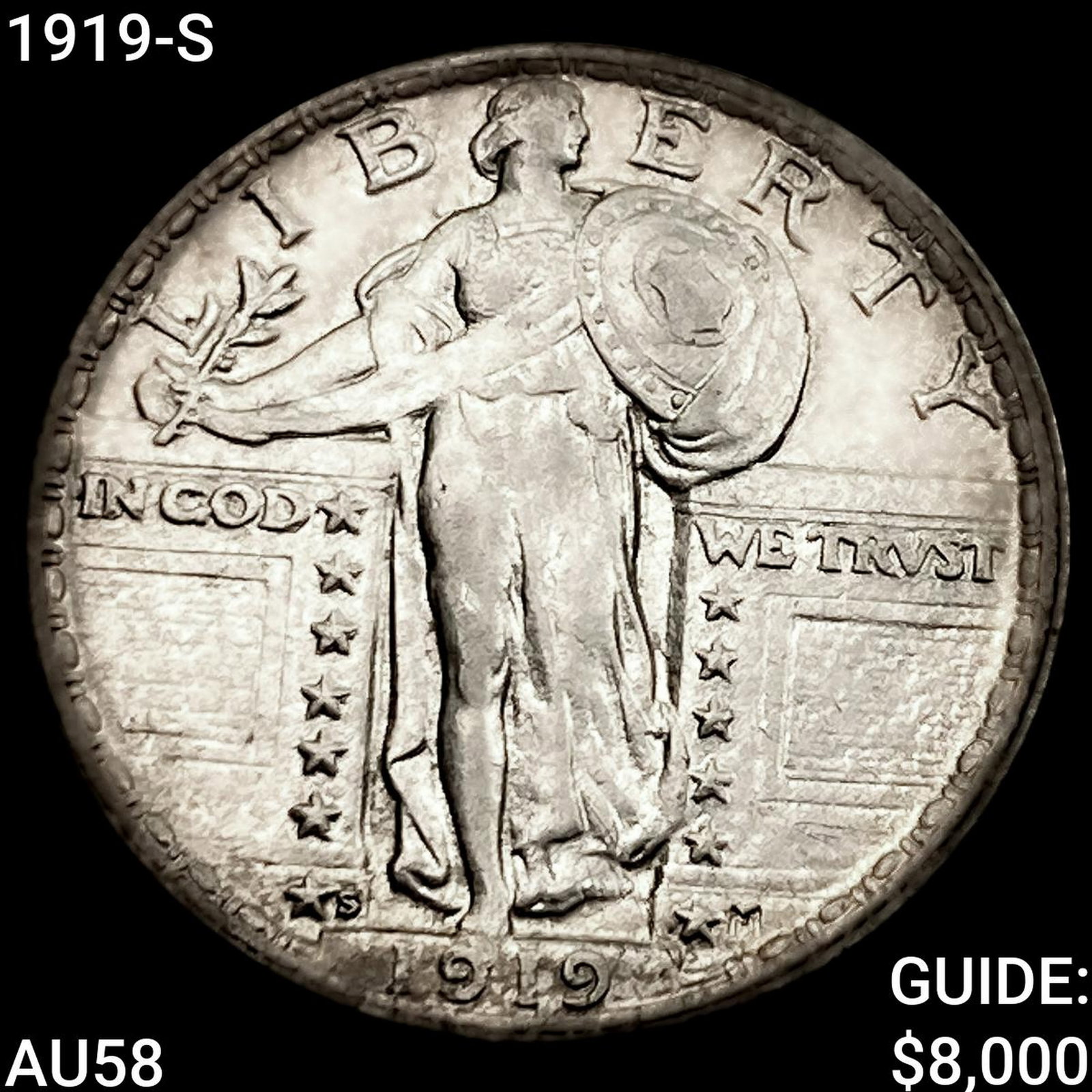 1919-S Standing Liberty Quarter CHOICE AU: 1919-S Standing Liberty Quarter CHOICE AU