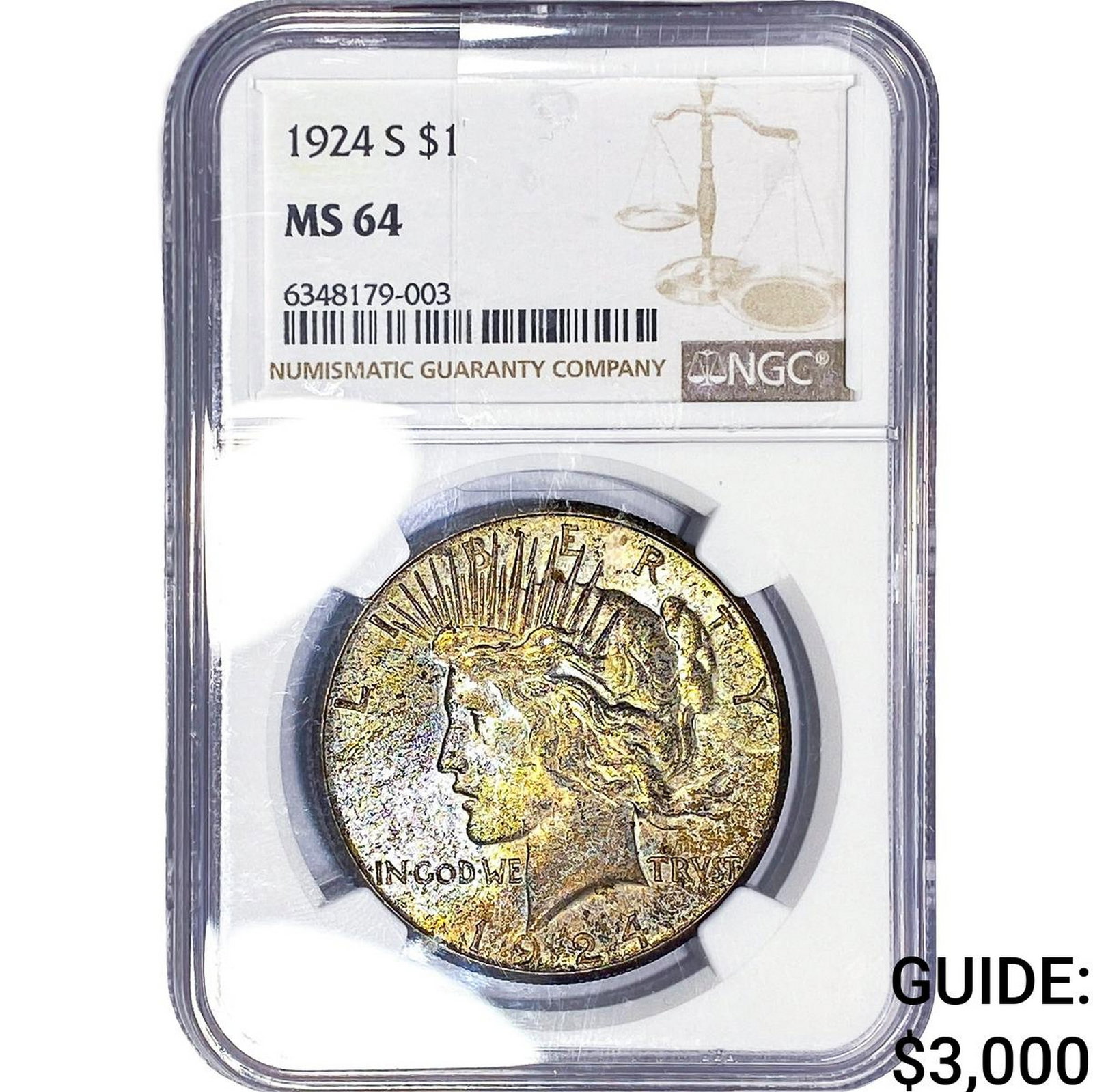 1924 Silver Peace Dollar NGC MS64: 1924 Silver Peace Dollar NGC MS64