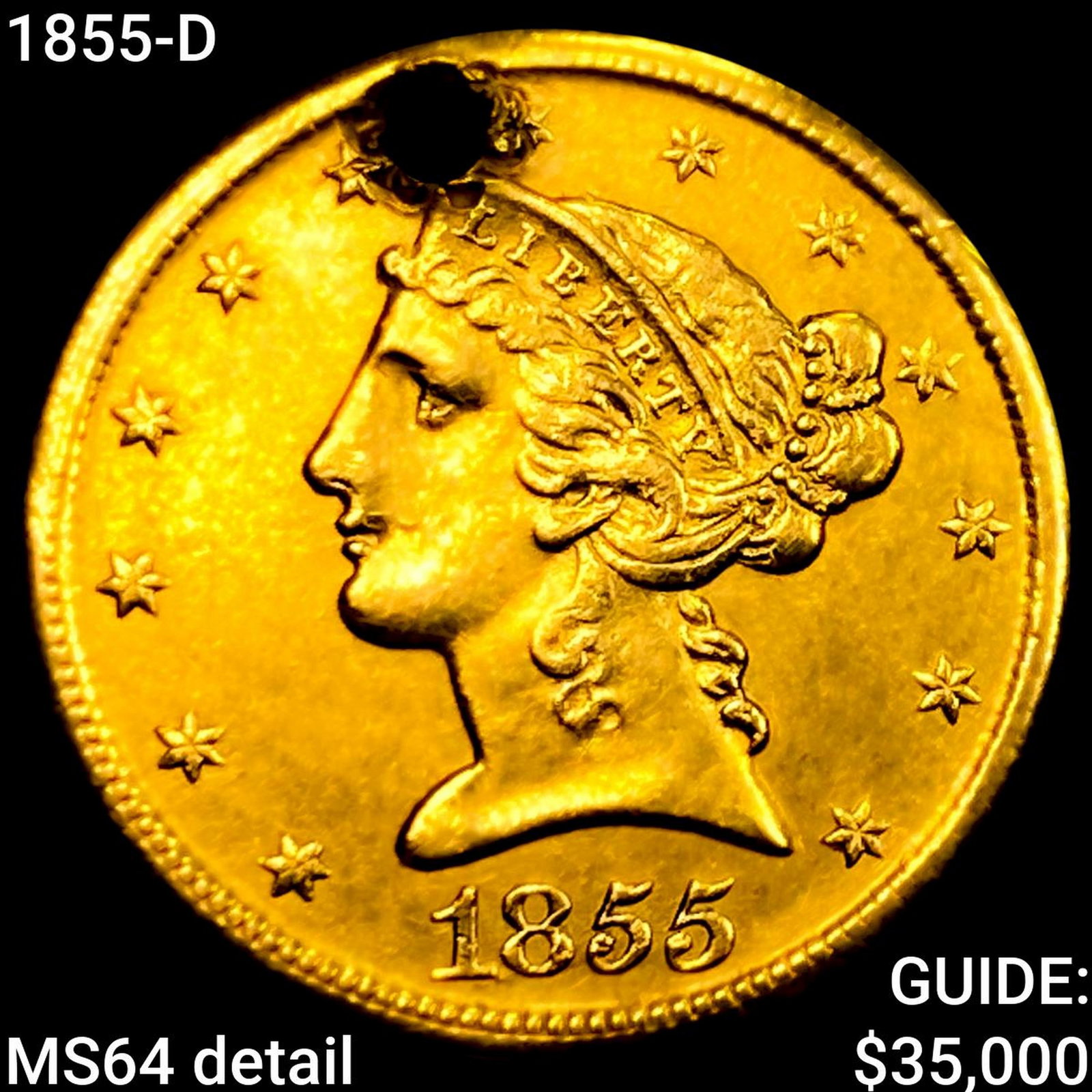 1855-D $5 Gold Half Eagle CHOICE BU (1 of 2)
