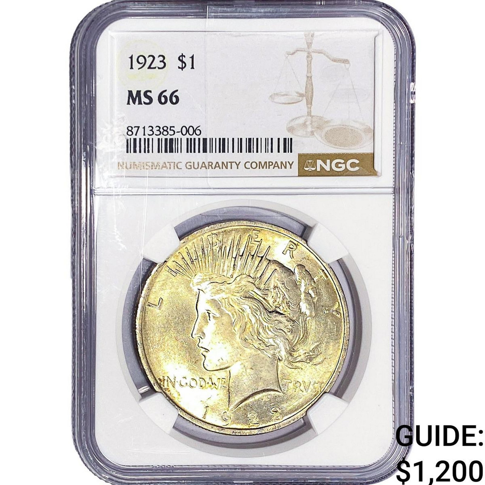 1923 Silver Peace Dollar NGC MS66: 1923 Silver Peace Dollar NGC MS66