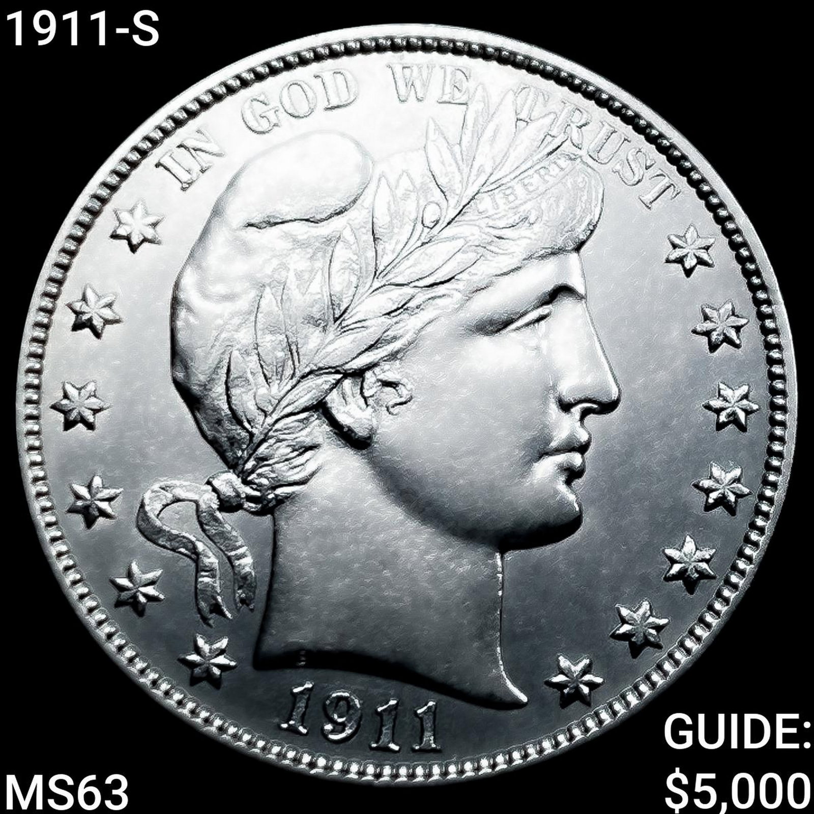 1911-S Barber Half Dollar CHOICE BU: 1911-S Barber Half Dollar CHOICE BU