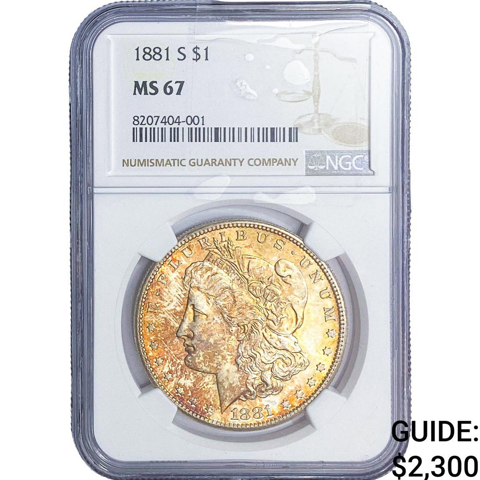 1881-S Morgan Silver Dollar NGC MS67: 1881-S Morgan Silver Dollar NGC MS67
