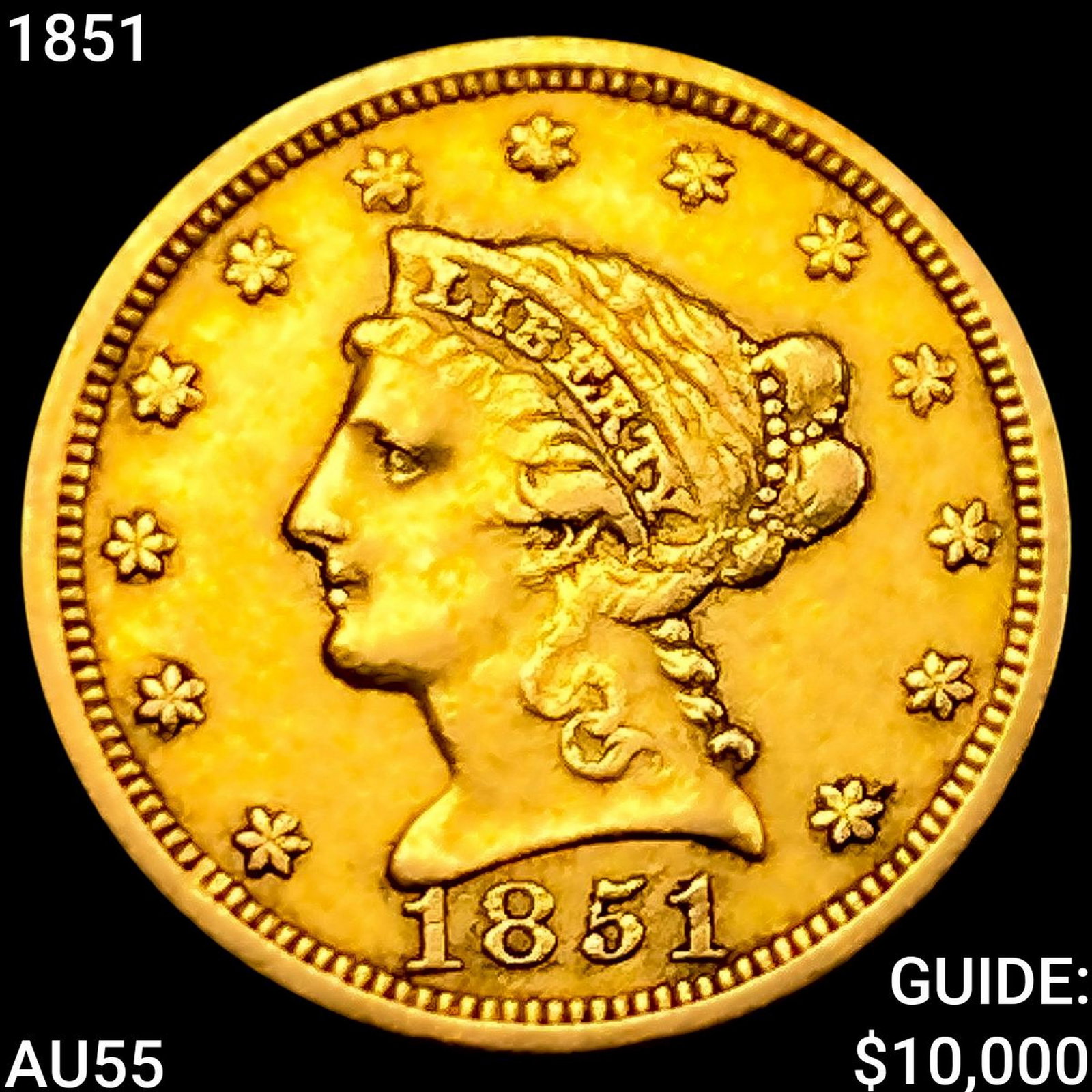1851 $2.50 Gold Quarter Eagle HIGH GRADE: 1851 $2.50 Gold Quarter Eagle HIGH GRADE