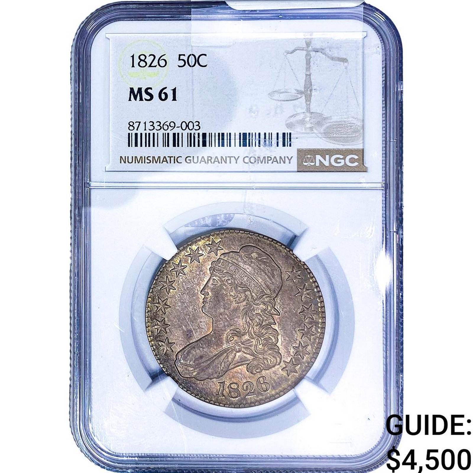 1826 Capped Bust Half Dollar NGC MS61: 1826 Capped Bust Half Dollar NGC MS61