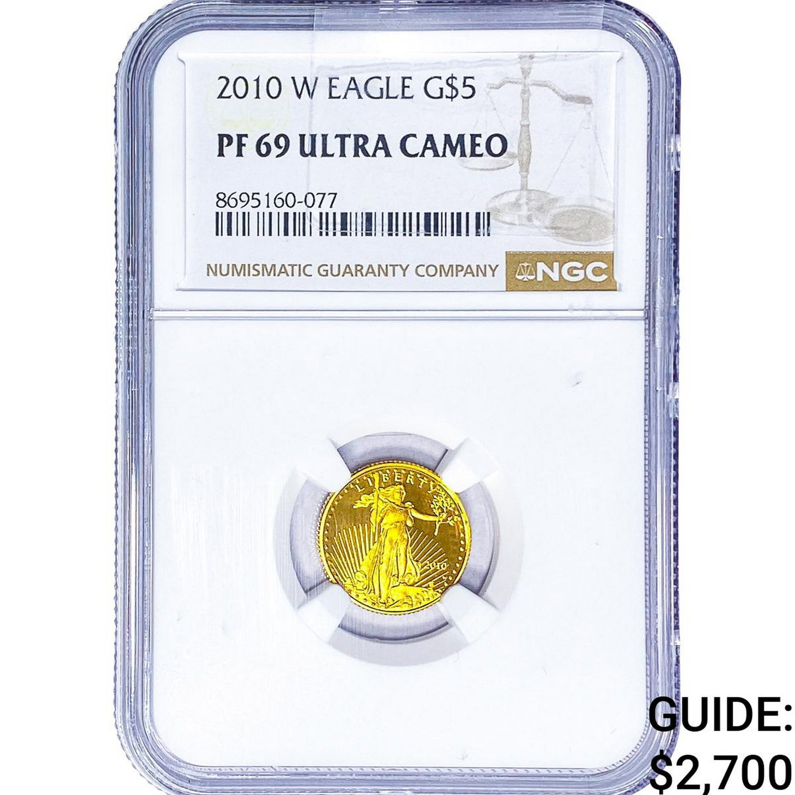 2010-W 1/10oz Gold Eagle $5 NGC PF69 Ultra Cameo: 2010-W 1/10oz Gold Eagle $5 NGC PF69 Ultra Cameo