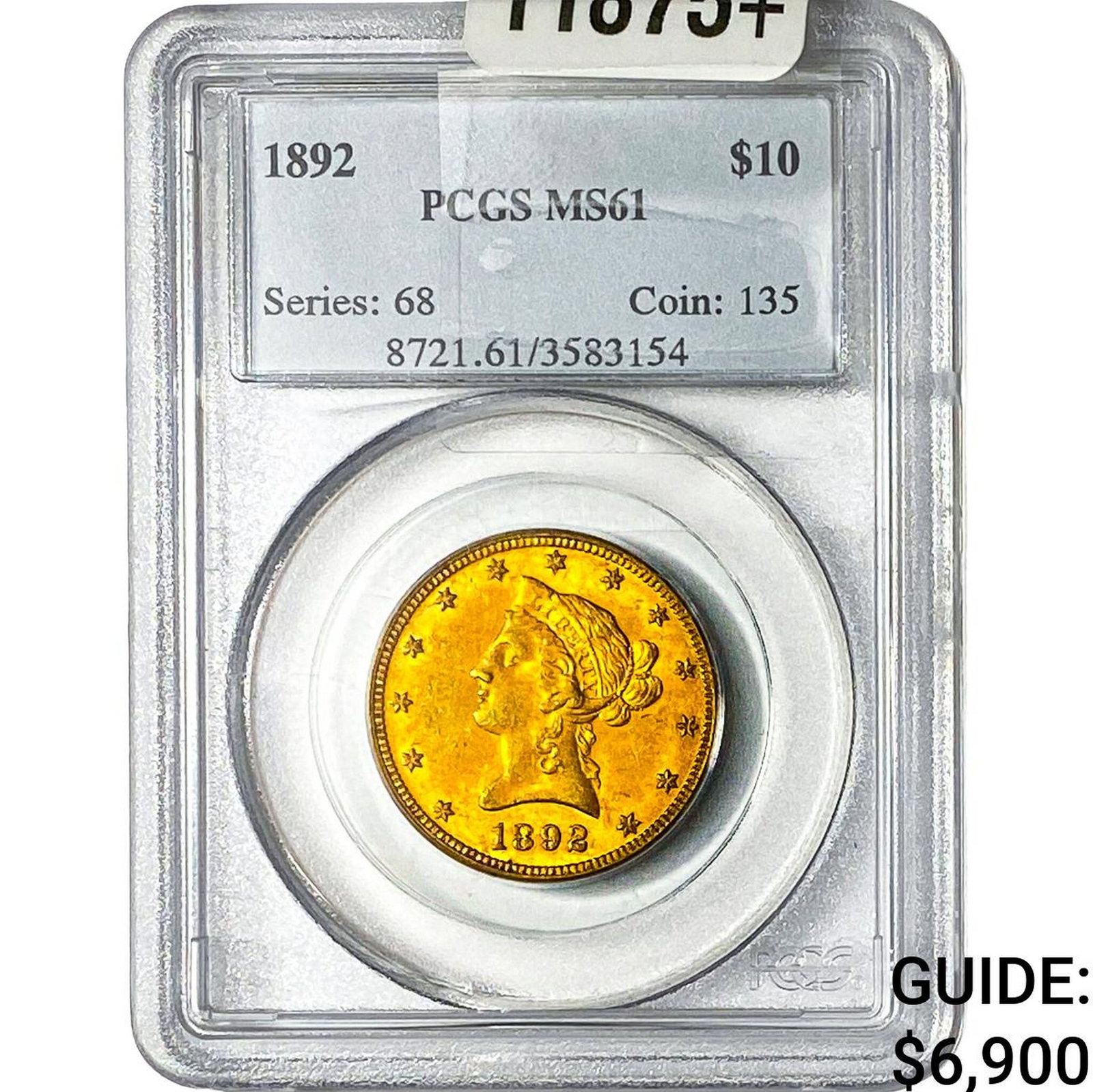 1892 $10 Gold Eagle PCGS MS61: 1892 $10 Gold Eagle PCGS MS61
