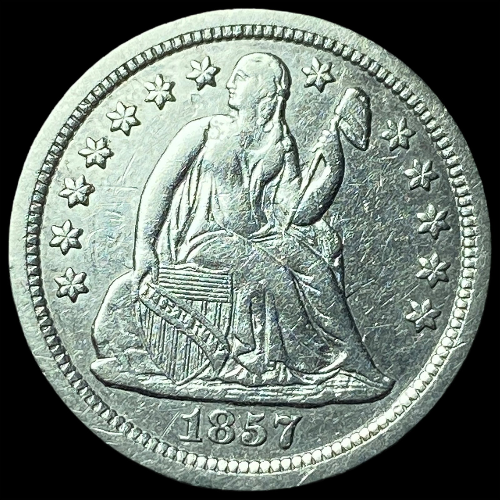 1857 Silver Seated Liberty Dime UNCIRCULATED: 1857 Silver Seated Liberty Dime UNCIRCULATED