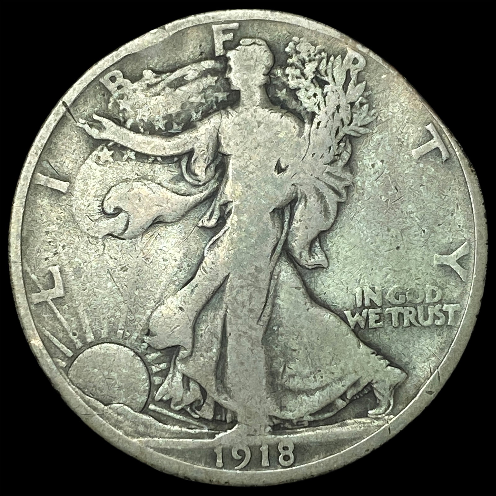 1918-D Silver Walking Liberty Half Dollar LIGHTLY CIRCULATED: 1918-D Silver Walking Liberty Half Dollar LIGHTLY CIRCULATED