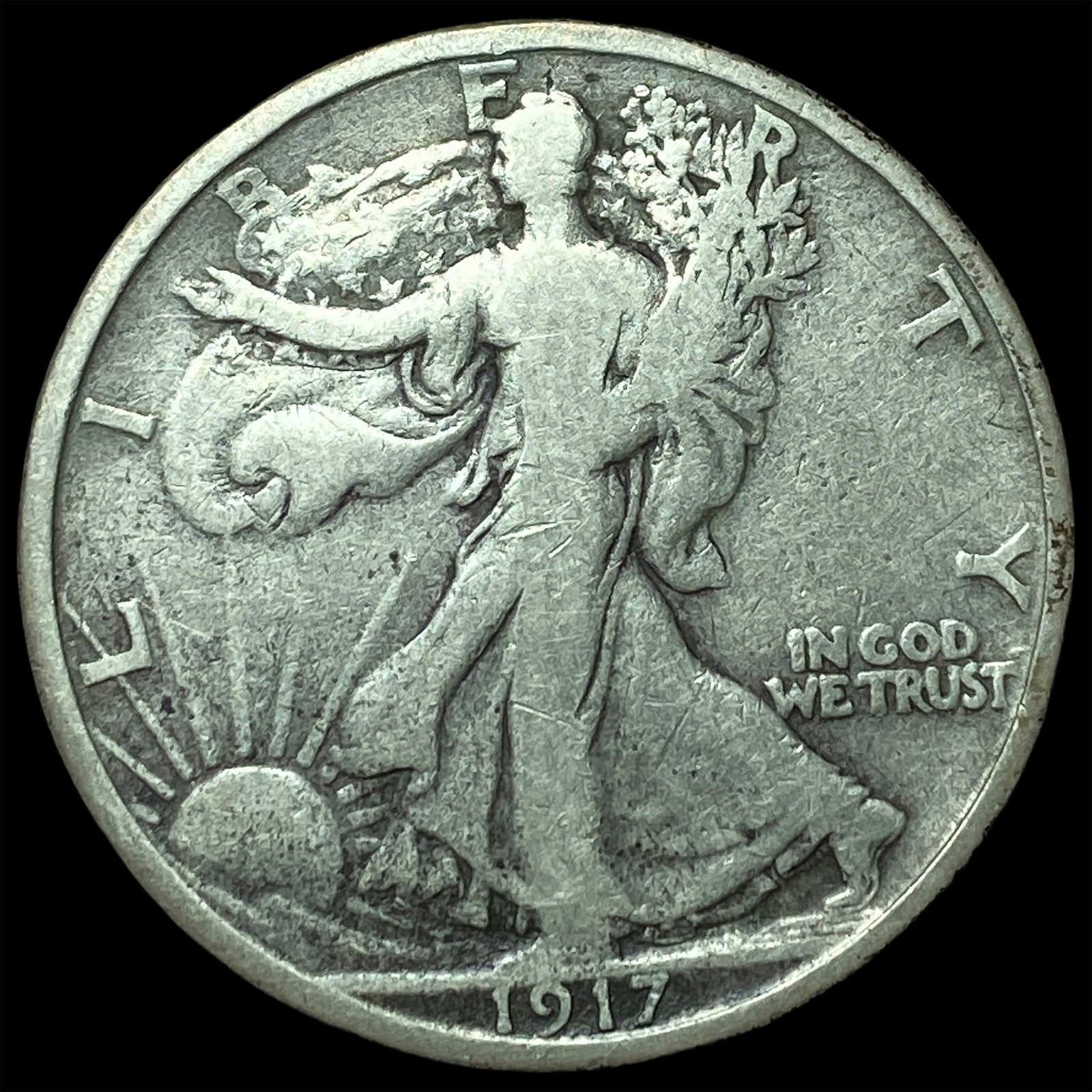 1917-S Silver Walking Liberty Half Dollar LIGHTLY CIRCULATED: 1917-S Silver Walking Liberty Half Dollar LIGHTLY CIRCULATED