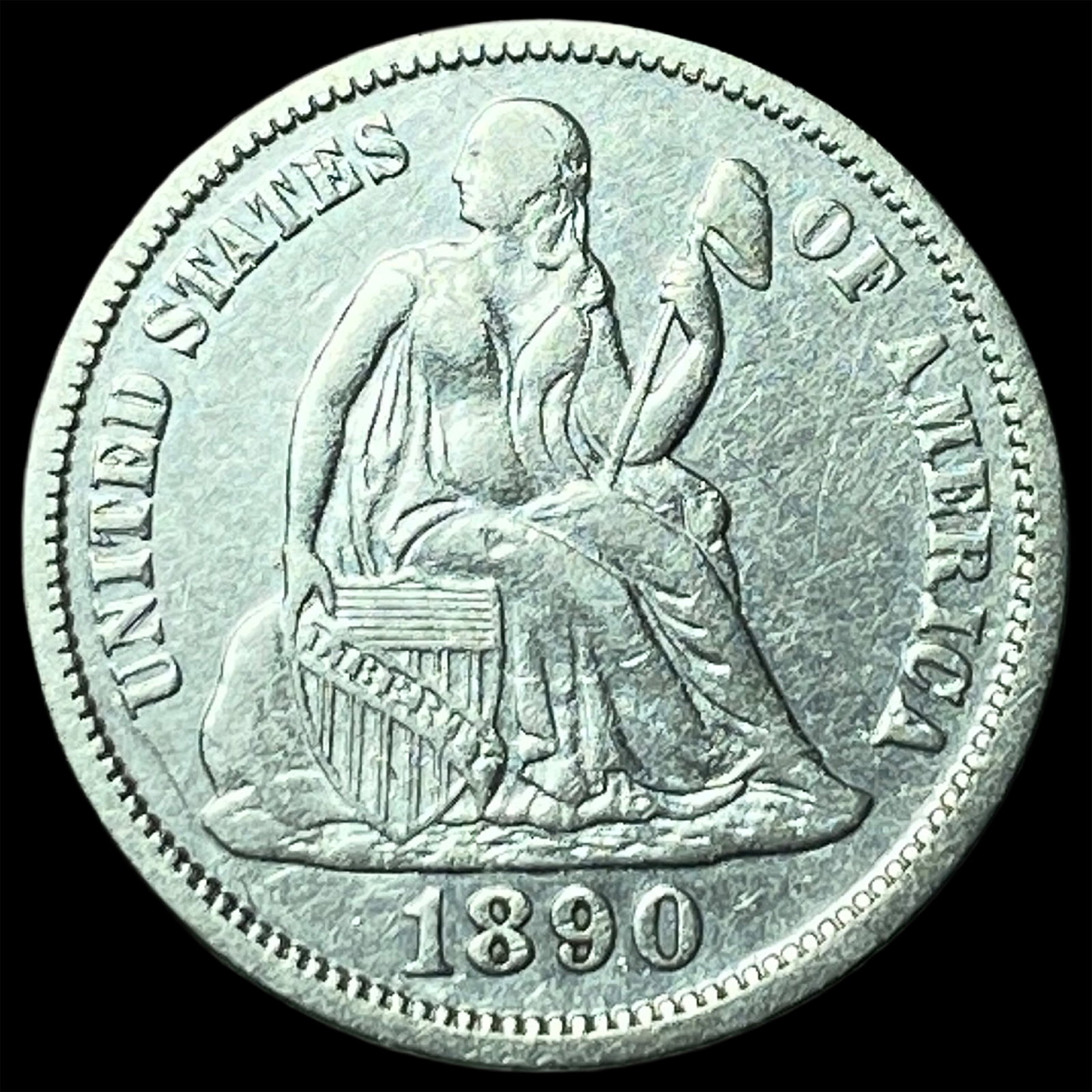1890 Seated Liberty Dime CLOSELY UNCIRCULATED: 1890 Seated Liberty Dime CLOSELY UNCIRCULATED