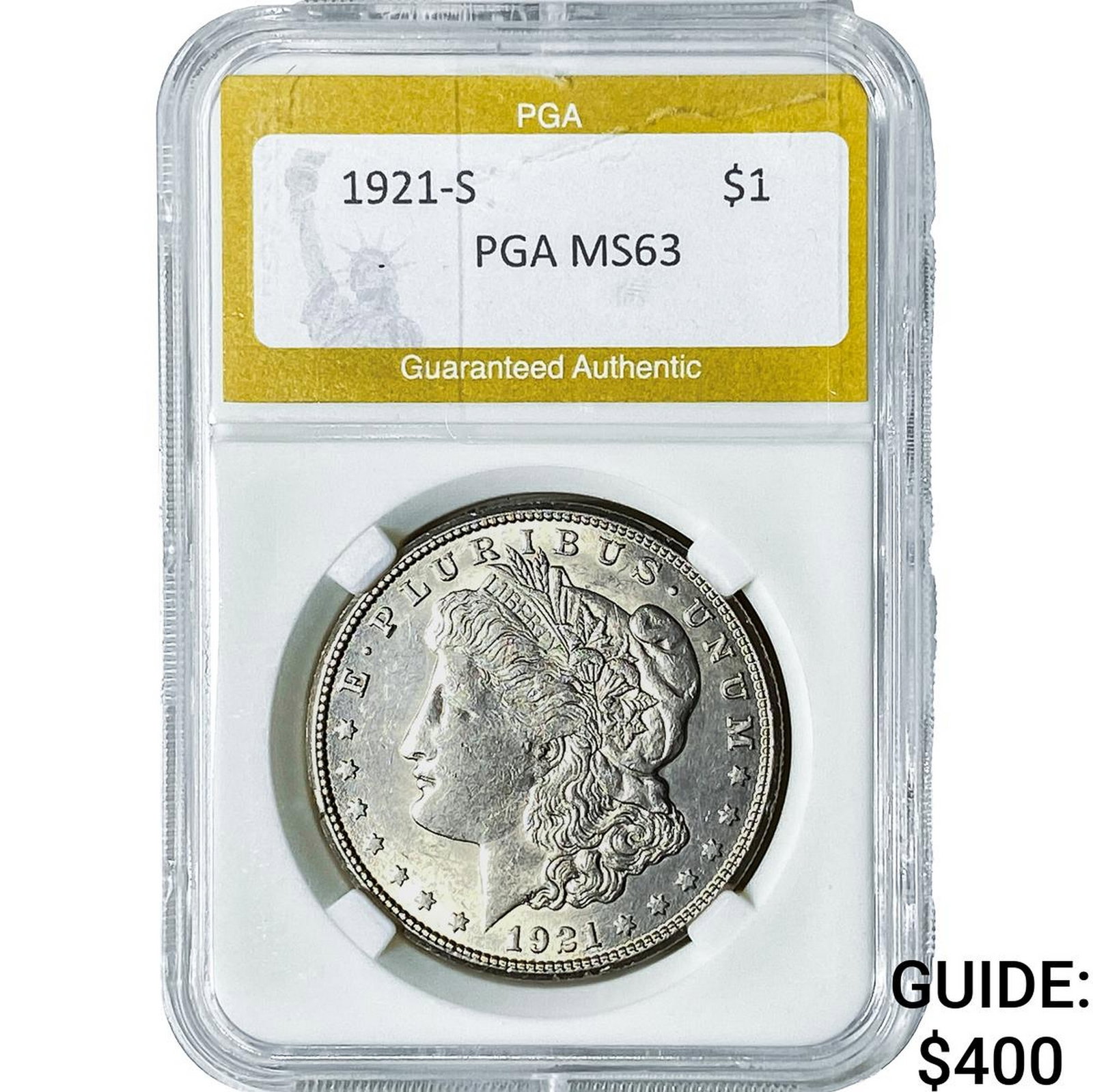 1921-S Morgan Silver Dollar PGA MS63: 1921-S Morgan Silver Dollar PGA MS63
