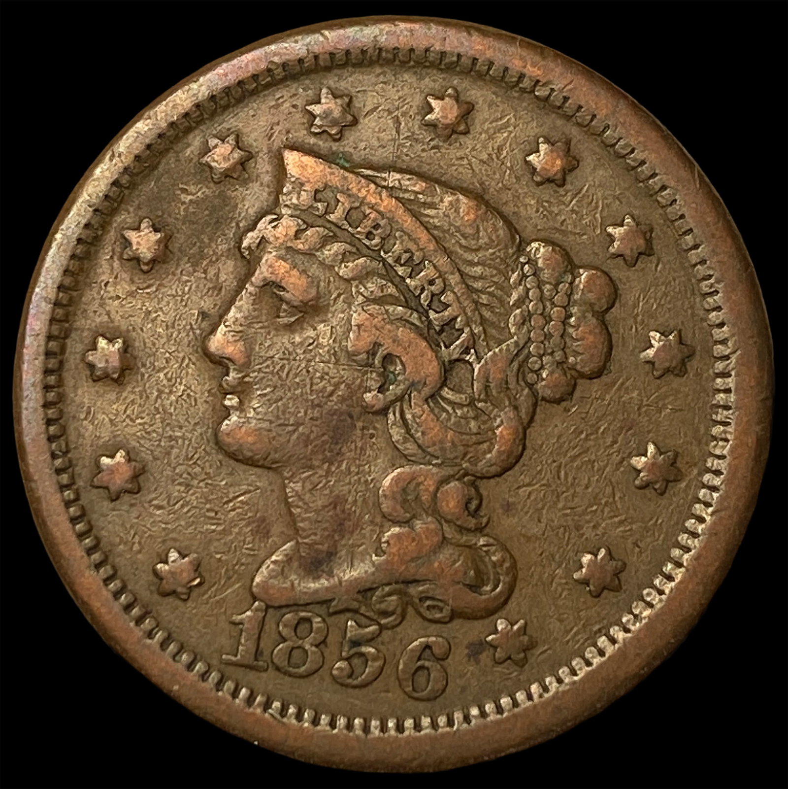 1856 Braided Hair Large Cent CLOSELY UNCIRCULATED: 1856 Braided Hair Large Cent CLOSELY UNCIRCULATED