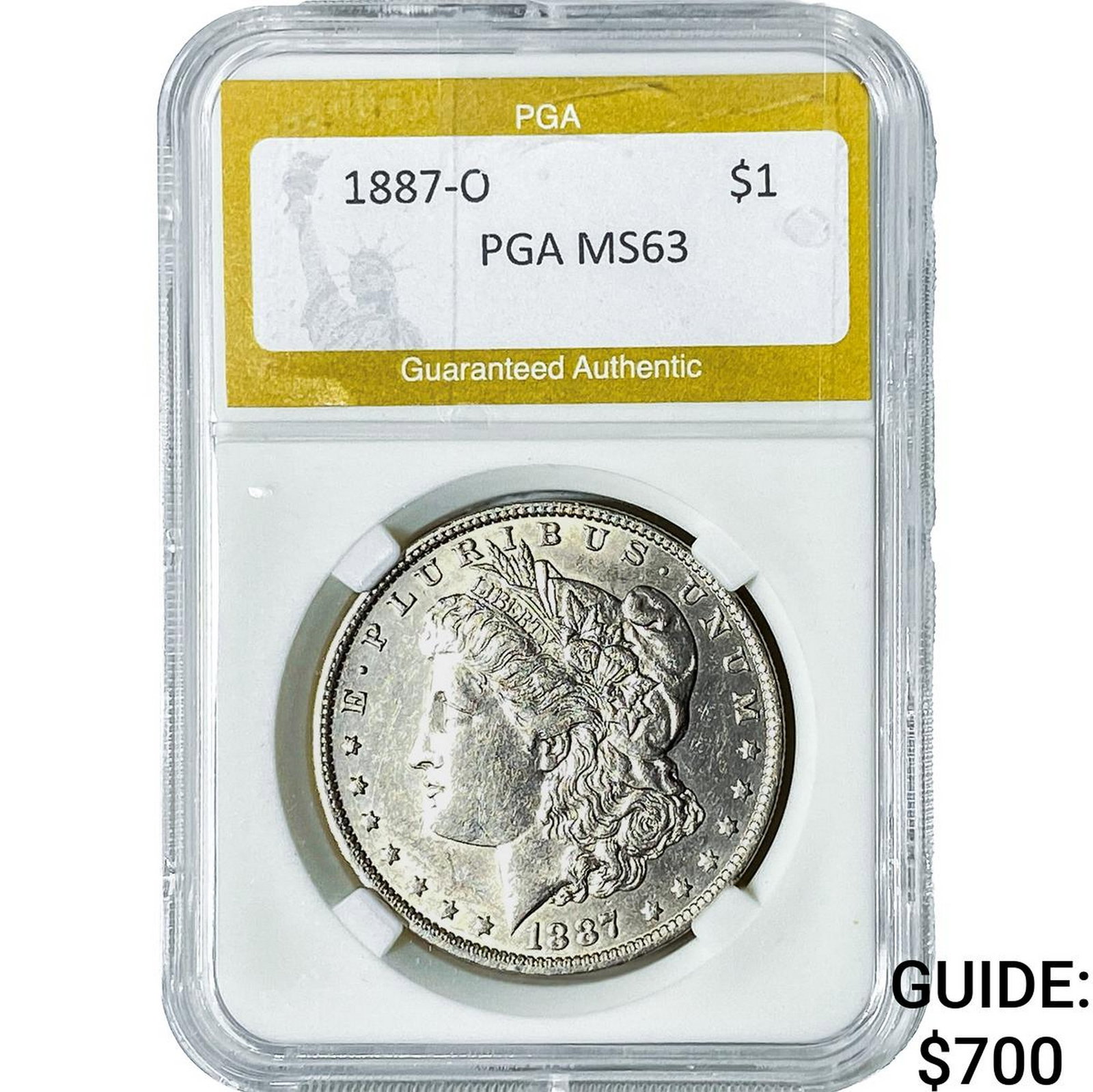 1887-O Morgan Silver Dollar PGA MS63: 1887-O Morgan Silver Dollar PGA MS63