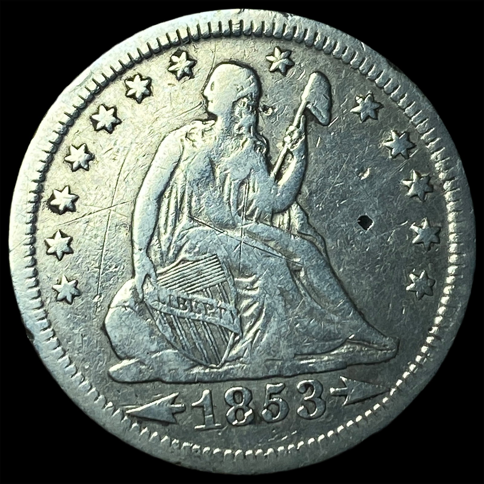 1853-O Silver Seated Liberty Quarter LIGHTLY CIRCULATED: 1853-O Silver Seated Liberty Quarter LIGHTLY CIRCULATED