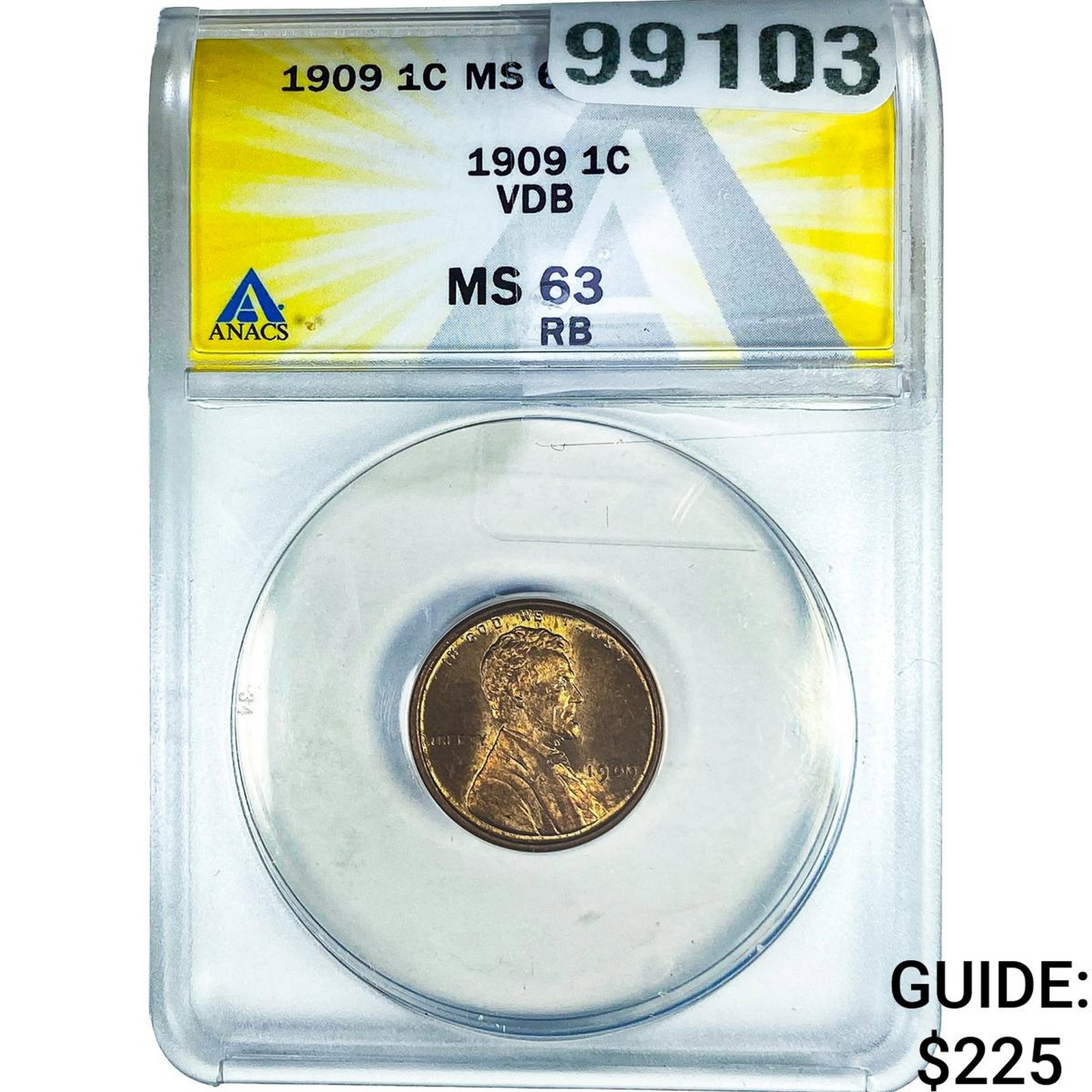 1909 VDB Wheat Cent ANACS MS63 (1 of 2)