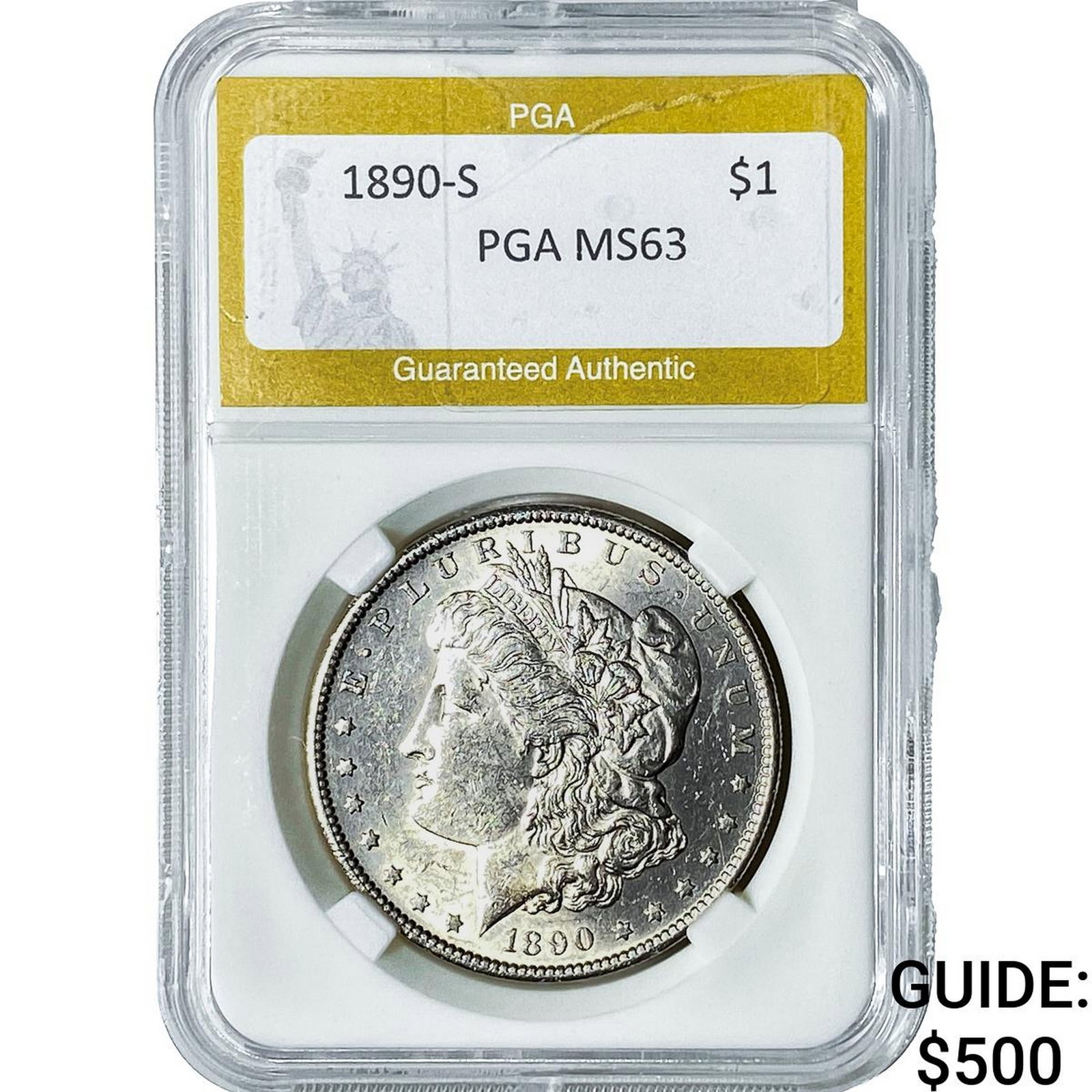 1890-S Morgan Silver Dollar PGA MS63: 1890-S Morgan Silver Dollar PGA MS63