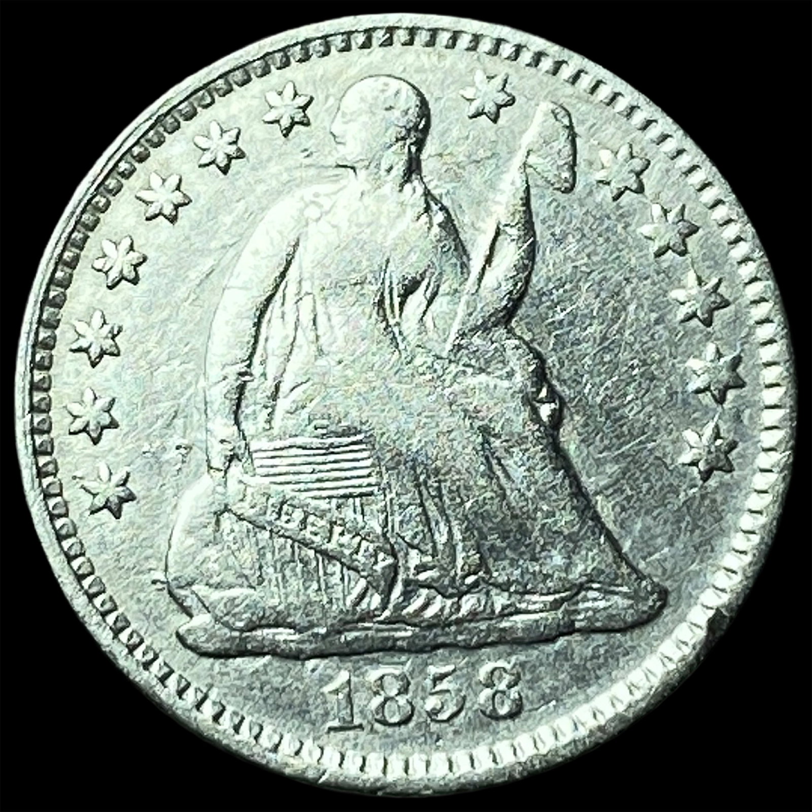 1858 Silver Half Dime NEARLY UNCIRCULATED: 1858 Silver Half Dime NEARLY UNCIRCULATED