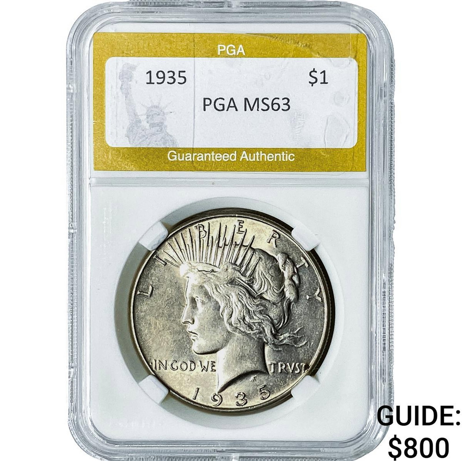 1935 Silver Peace Dollar PGA MS63: 1935 Silver Peace Dollar PGA MS63