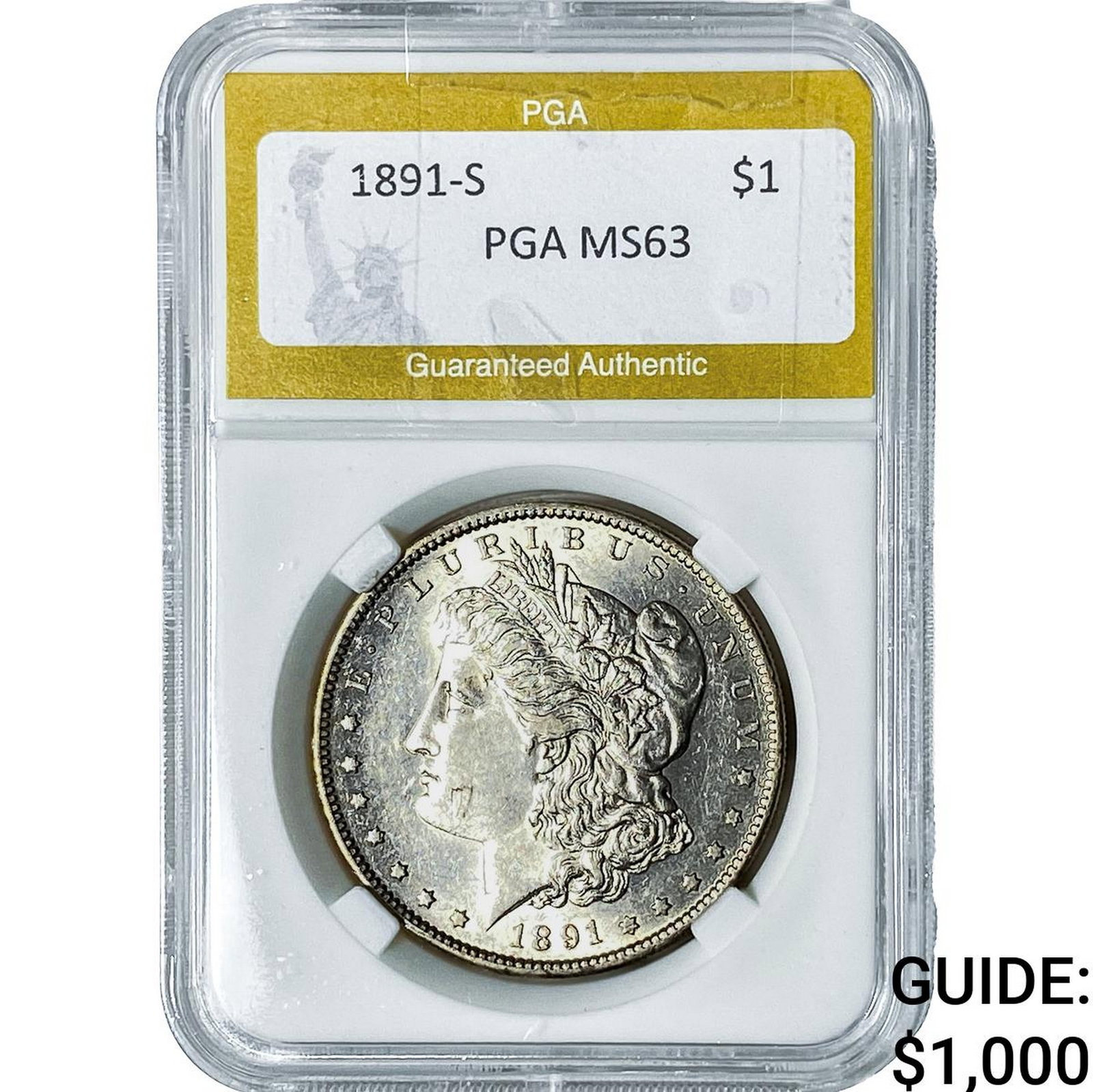 1891-S Morgan Silver Dollar PGA MS63 (1 of 2)