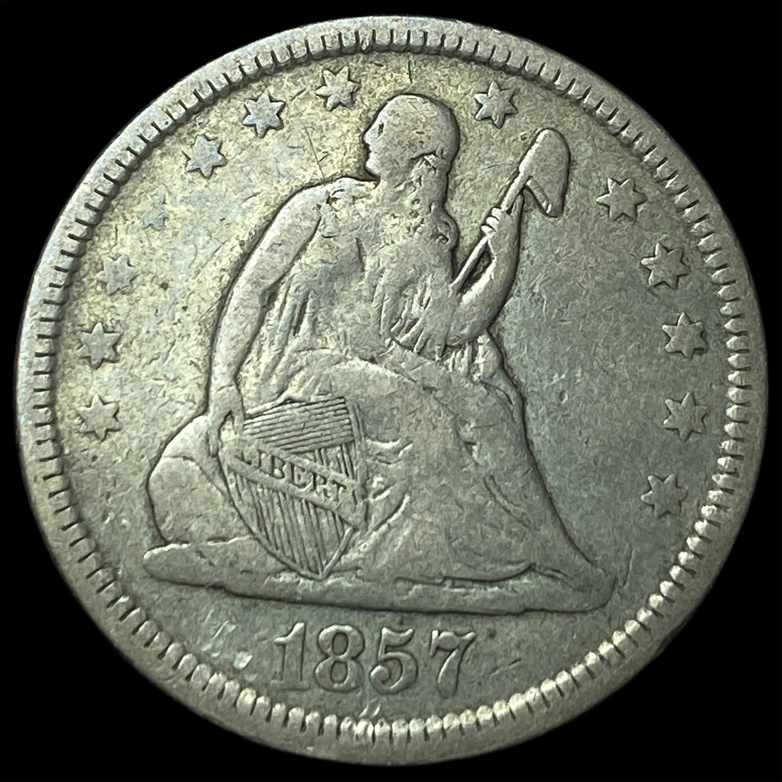1857 Seated Liberty Quarter LIGHTLY CIRCULATED: 1857 Seated Liberty Quarter LIGHTLY CIRCULATED