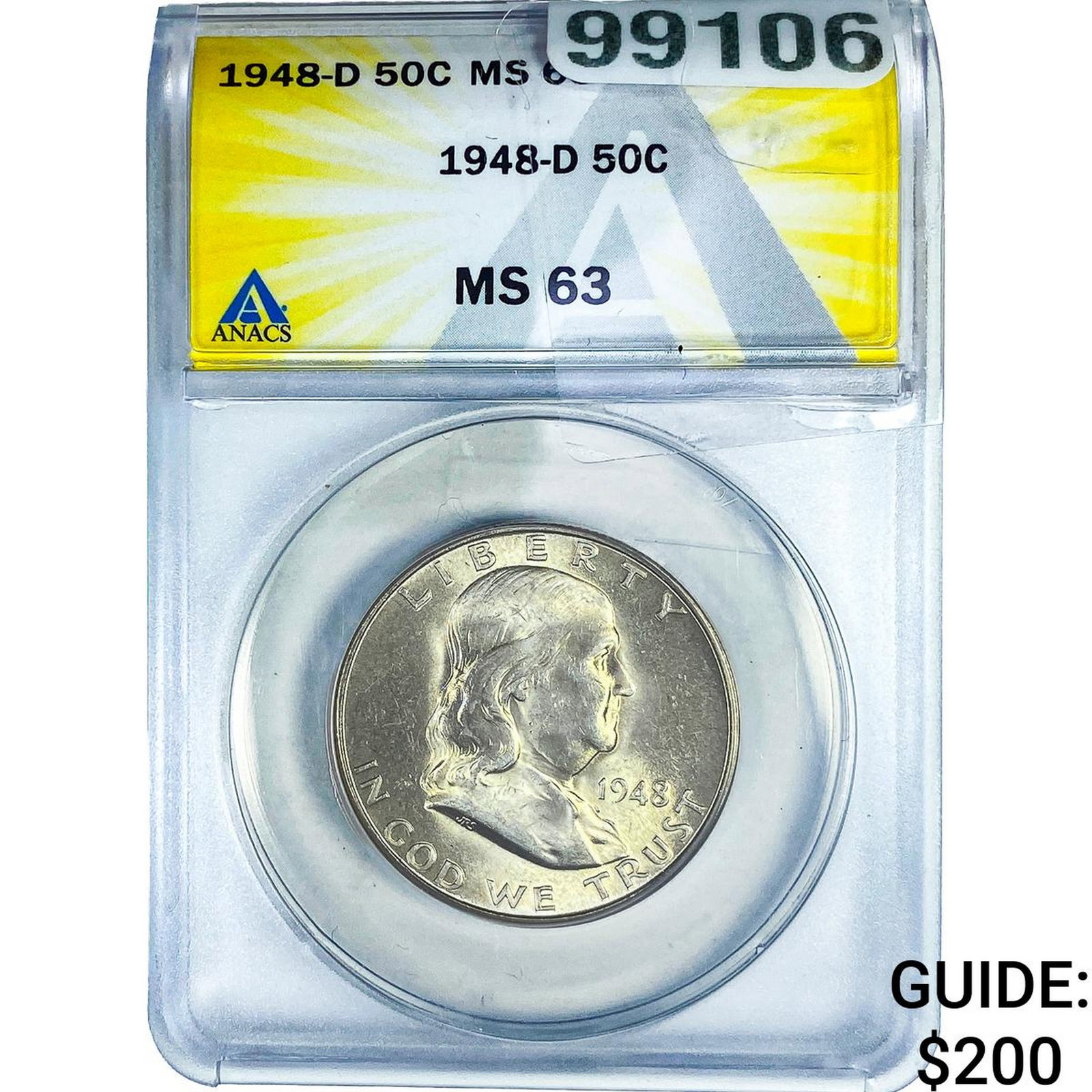 1948-D Franklin Half Dollar ANACS MS63 (1 of 2)