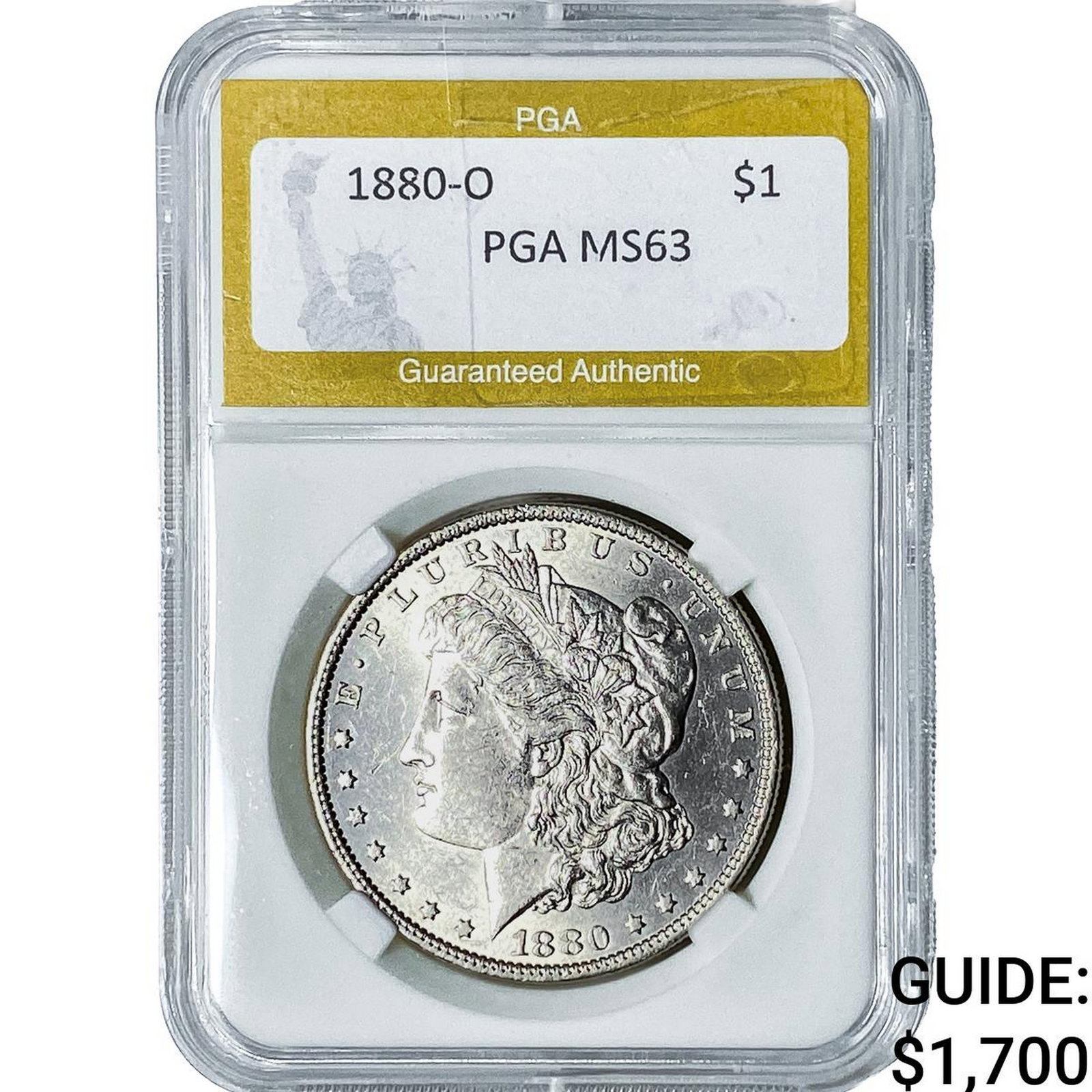 1880-O Morgan Silver Dollar PGA MS63: 1880-O Morgan Silver Dollar PGA MS63