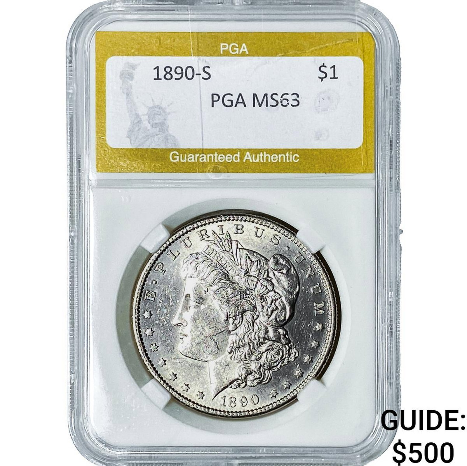 1890-S Morgan Silver Dollar PGA MS63: 1890-S Morgan Silver Dollar PGA MS63