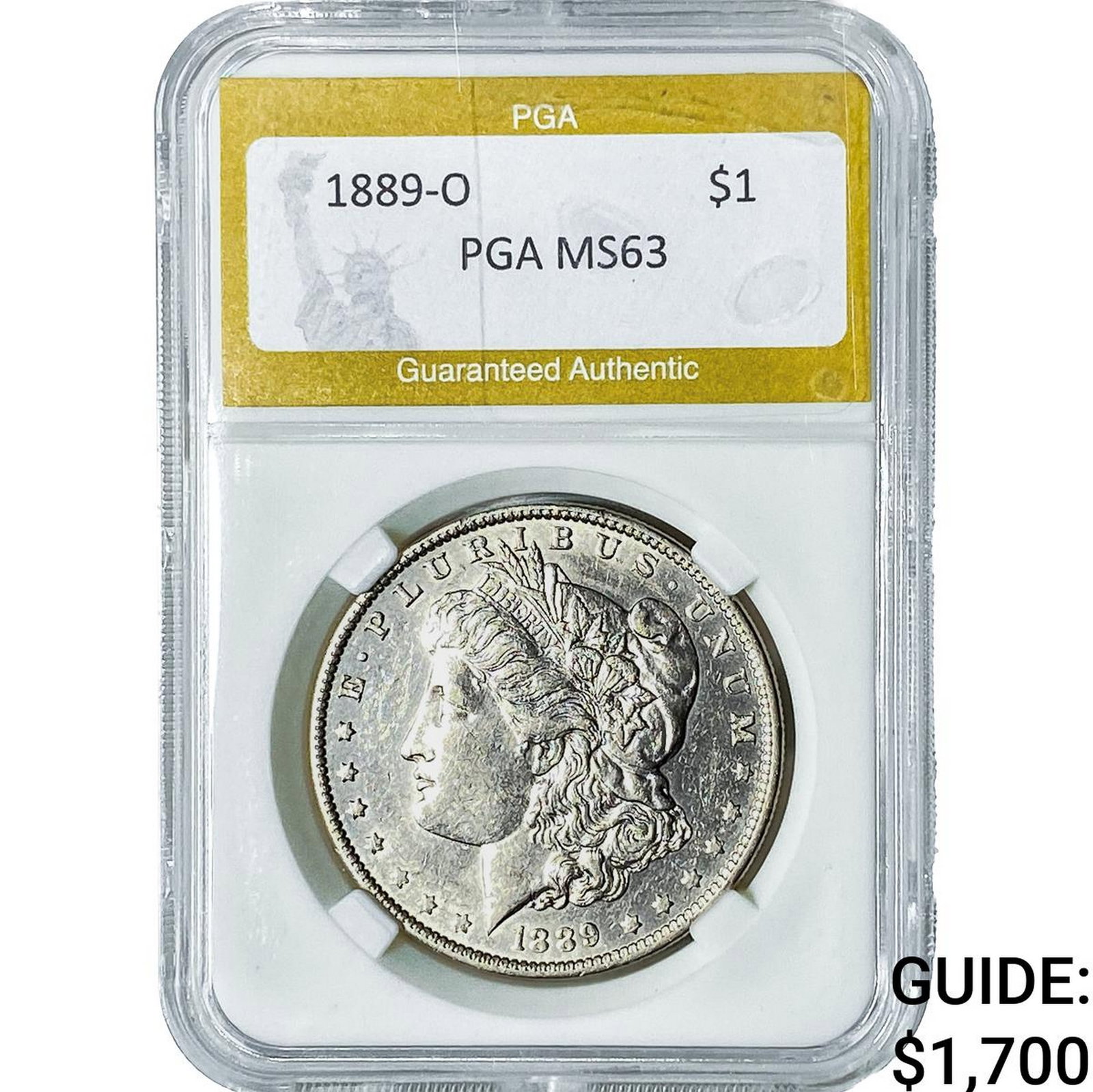 1889-O Morgan Silver Dollar PGA MS63: 1889-O Morgan Silver Dollar PGA MS63