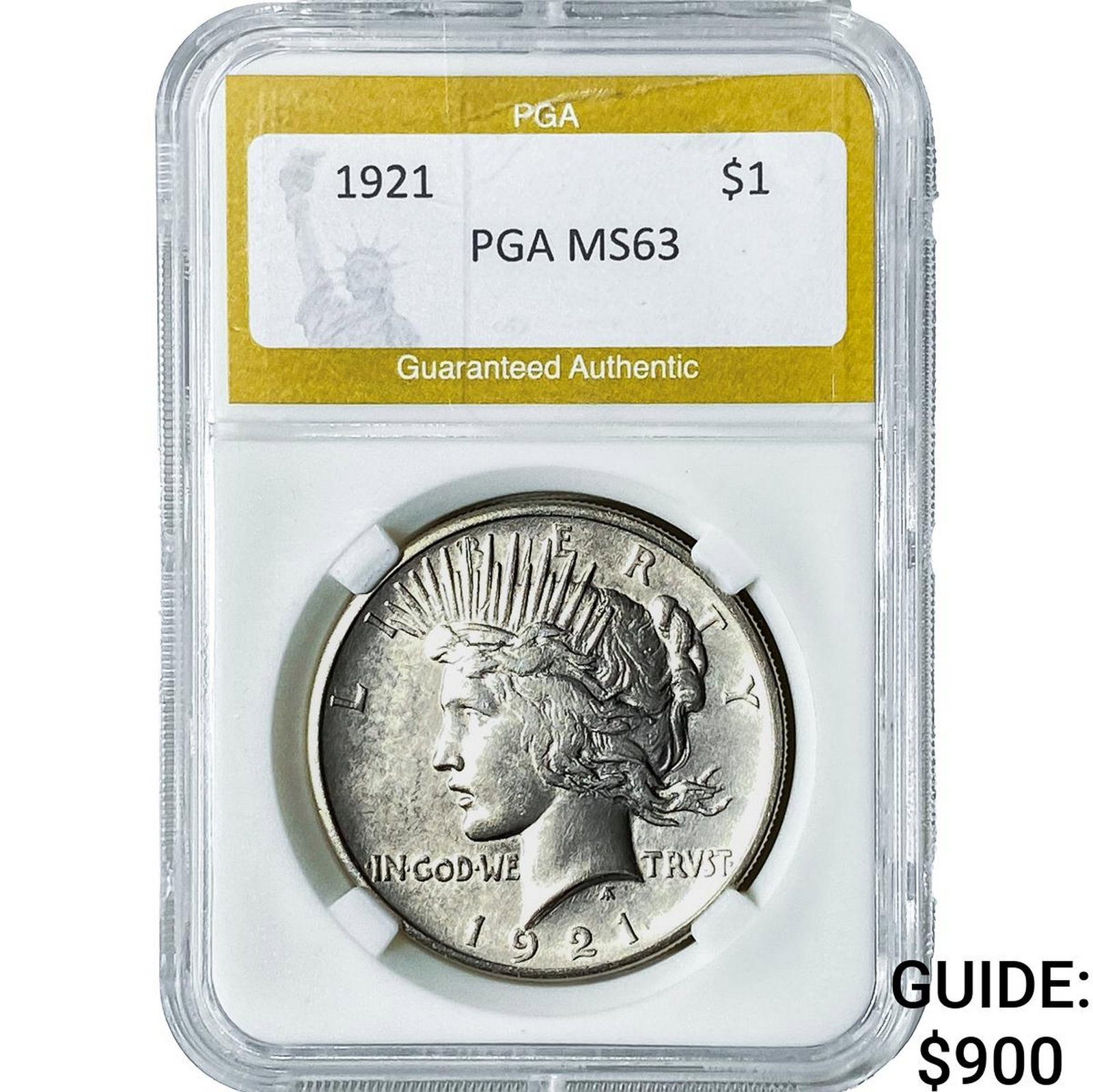 1921 Morgan Silver Dollar PGA MS63: 1921 Morgan Silver Dollar PGA MS63
