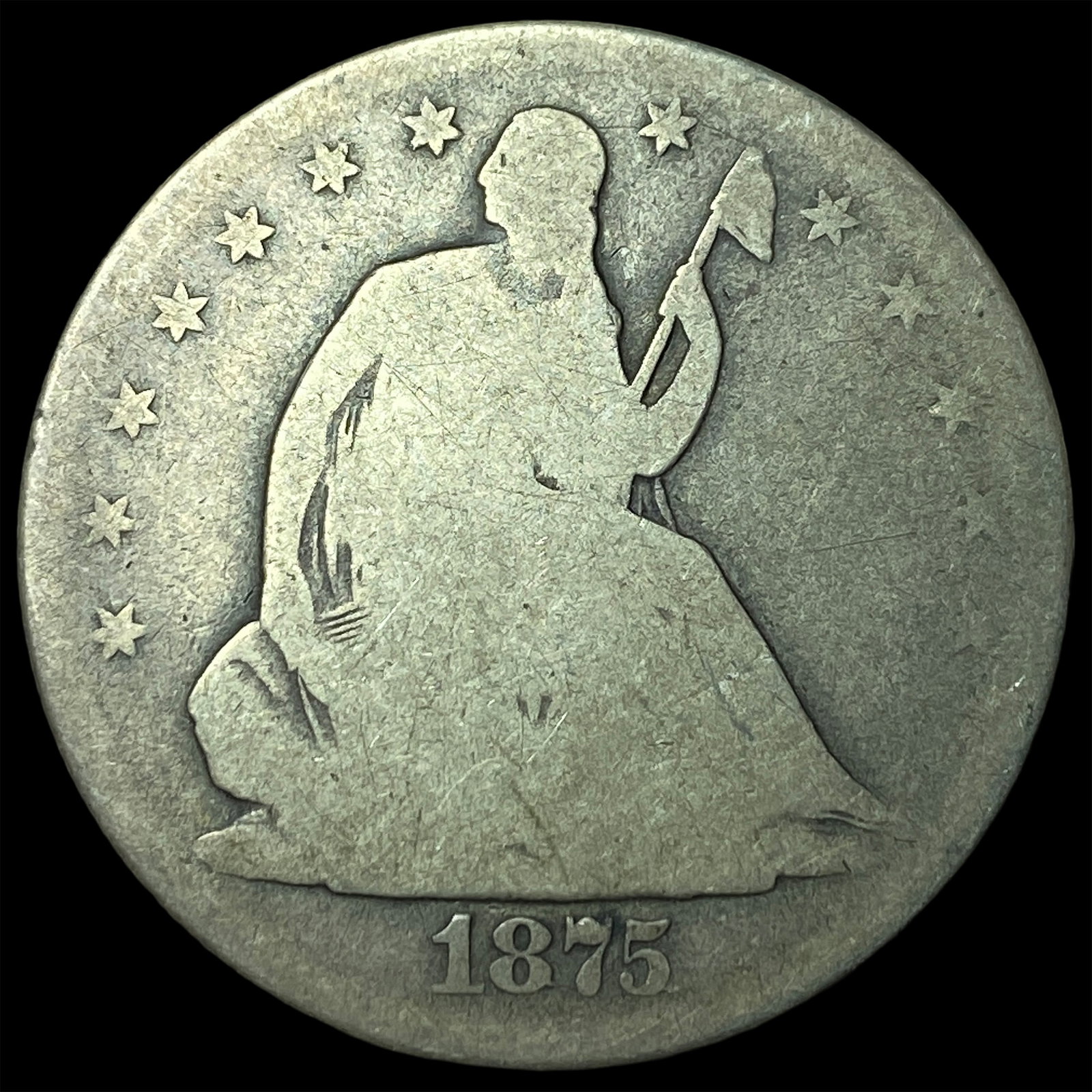 1875-S Silver Half Dollar NICELY CIRCULATED: 1875-S Silver Half Dollar NICELY CIRCULATED