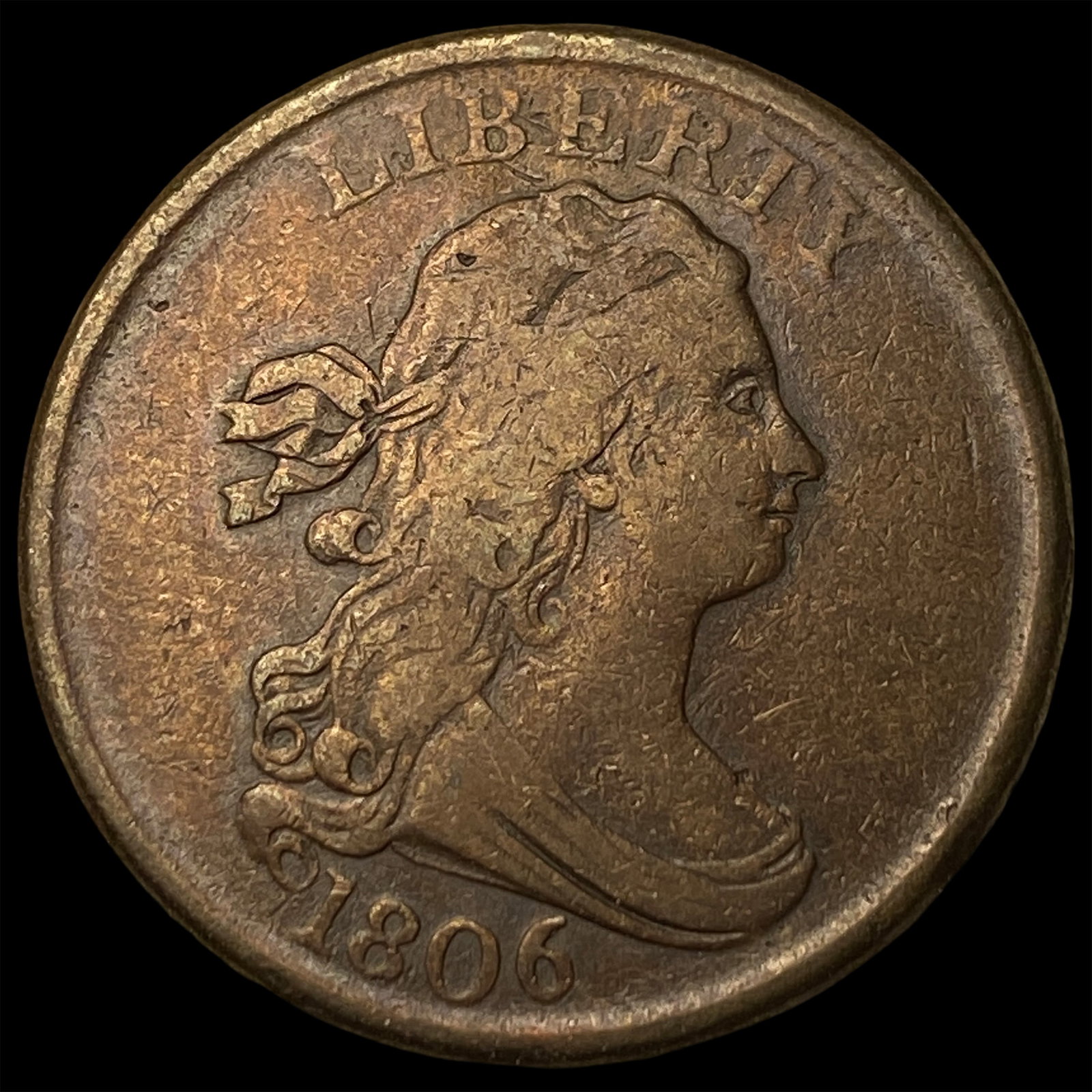 1806 Draped Bust Half Cent NEARLY UNCIRCULATED: 1806 Draped Bust Half Cent NEARLY UNCIRCULATED