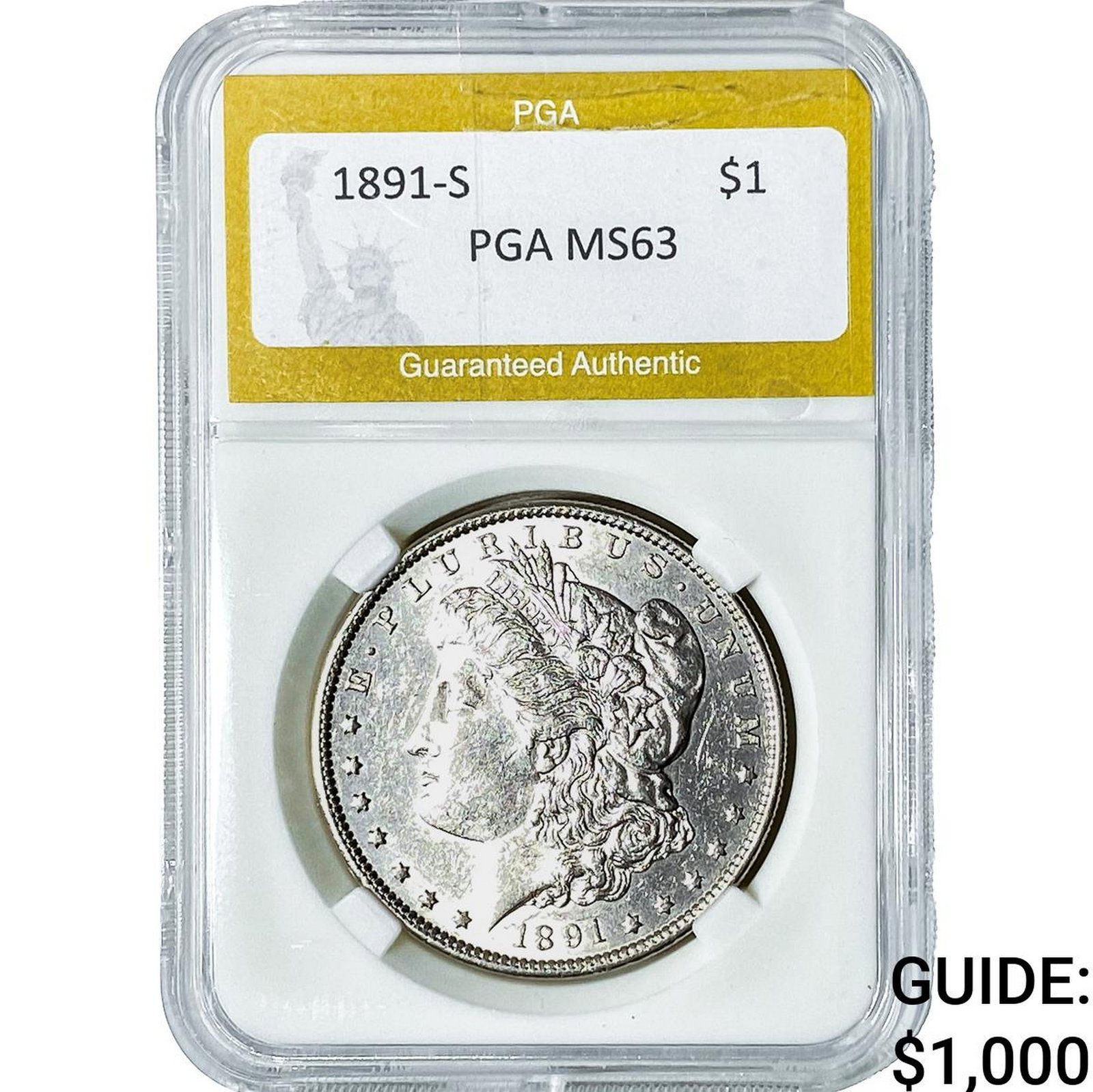 1891-S Morgan Silver Dollar PGA MS63 (1 of 2)