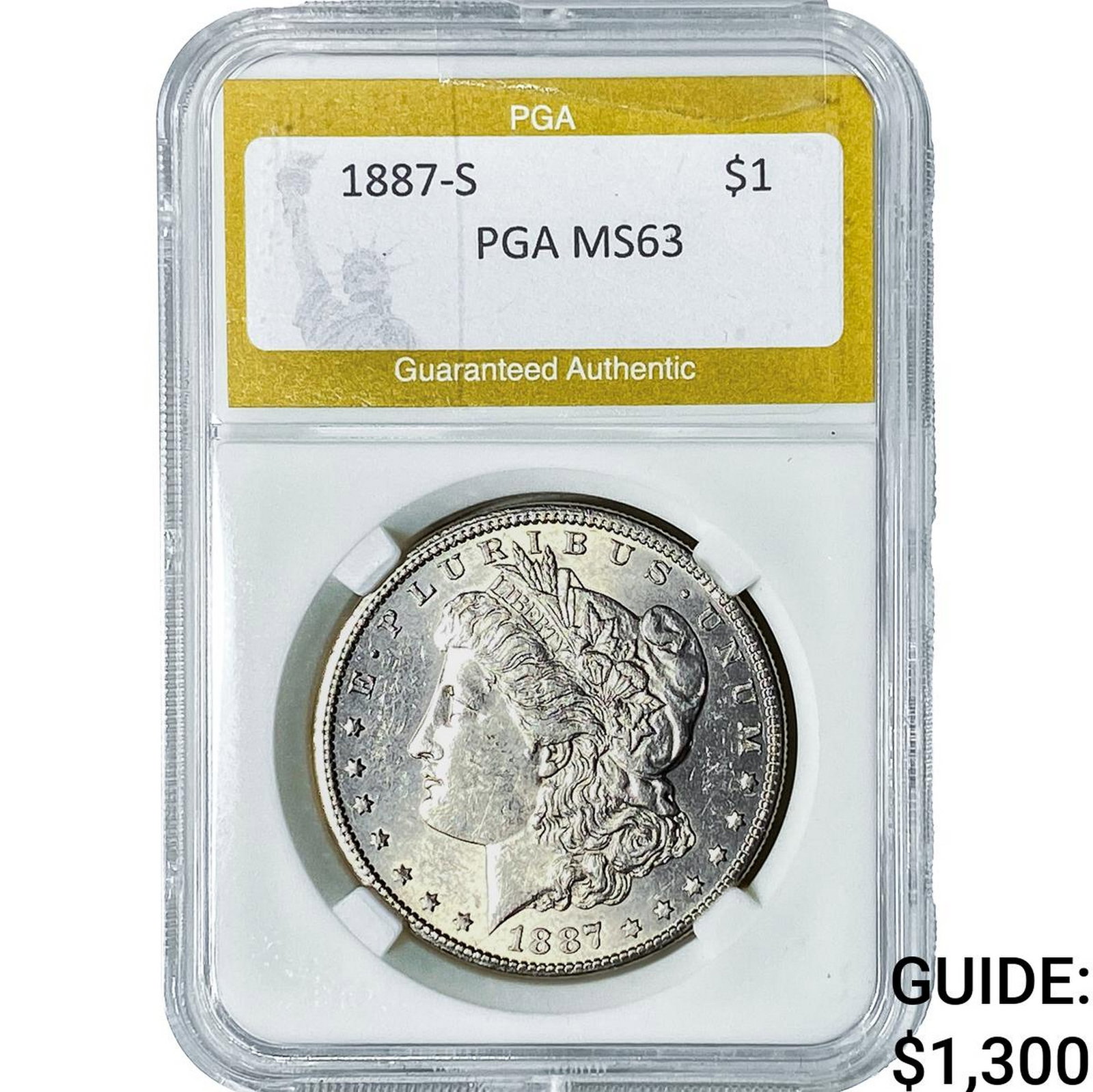 1887-S Morgan Silver Dollar PGA MS63: 1887-S Morgan Silver Dollar PGA MS63