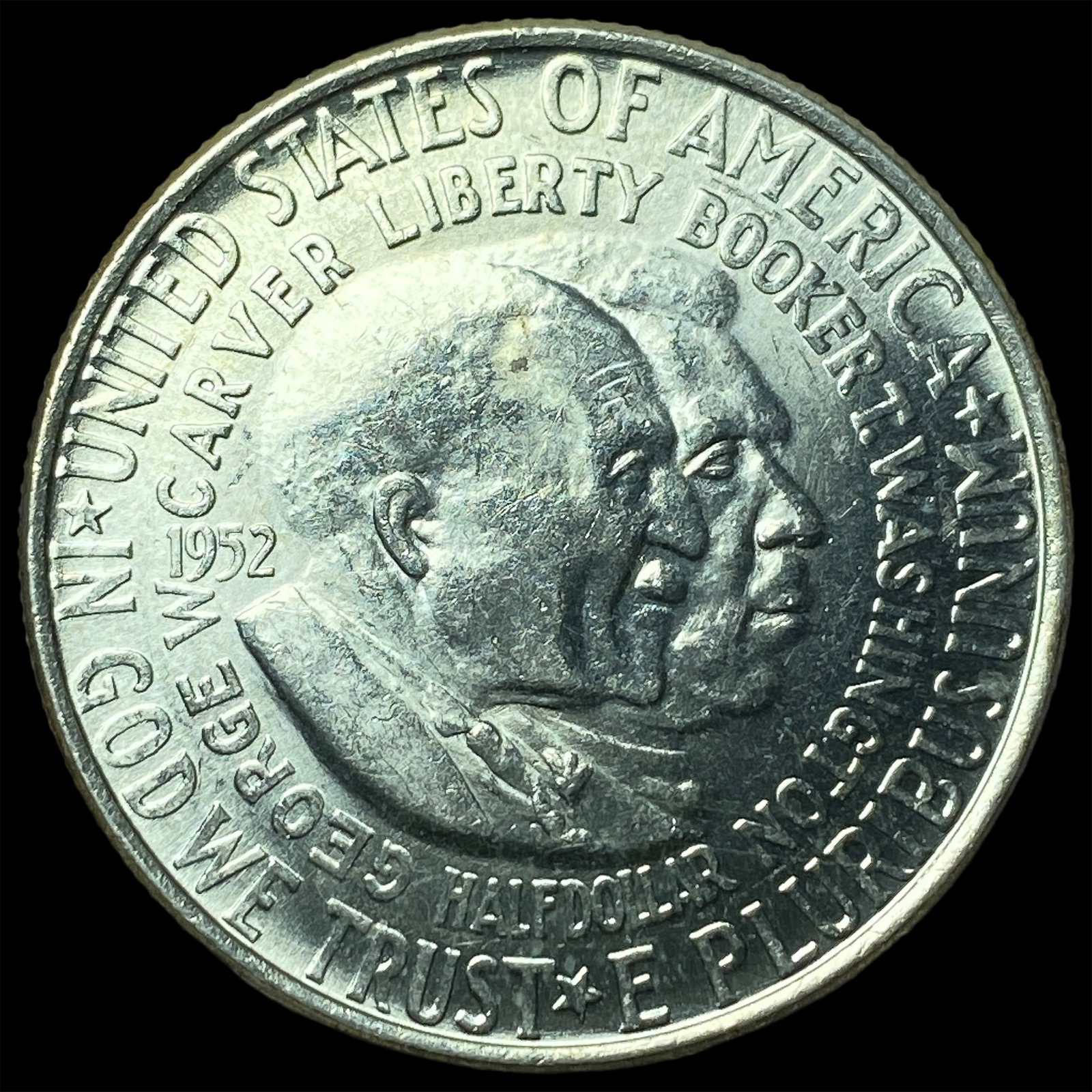 1952 Silver Half Dollar Booker T. Washington-Carver UNCIRCULATED: 1952 Silver Half Dollar Booker T. Washington-Carver UNCIRCULATED