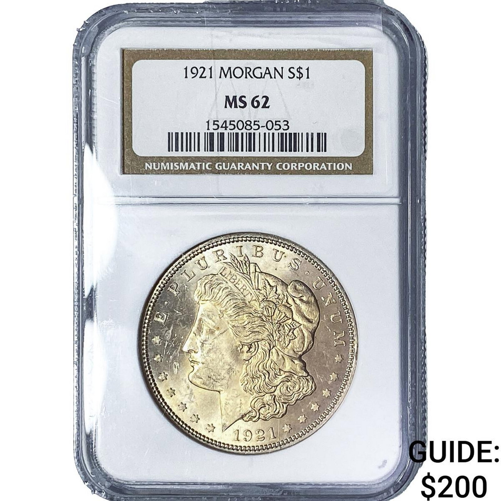 1921 Morgan Silver Dollar NGC MS62: 1921 Morgan Silver Dollar NGC MS62