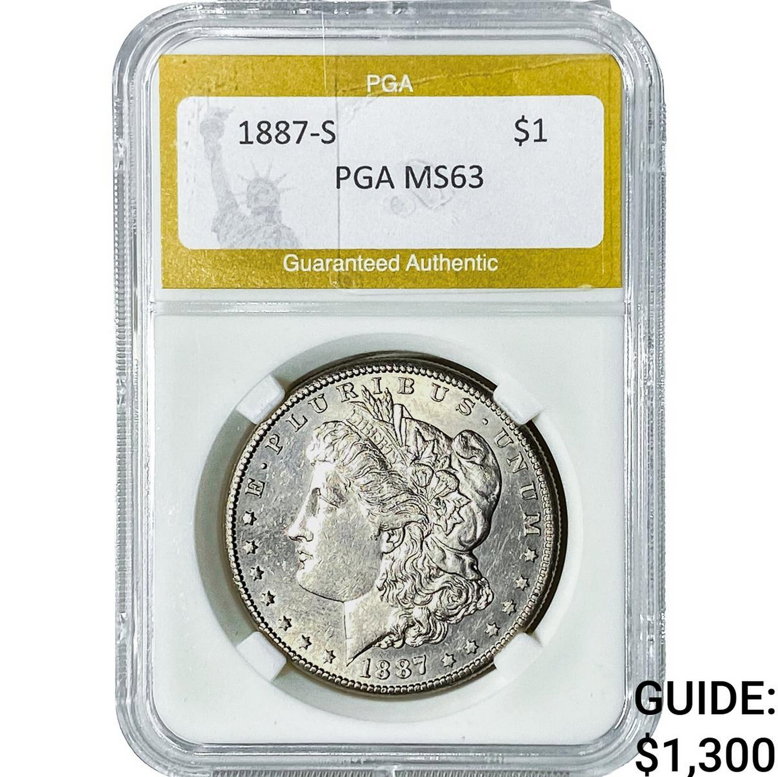 1887-S Morgan Silver Dollar PGA MS63: 1887-S Morgan Silver Dollar PGA MS63