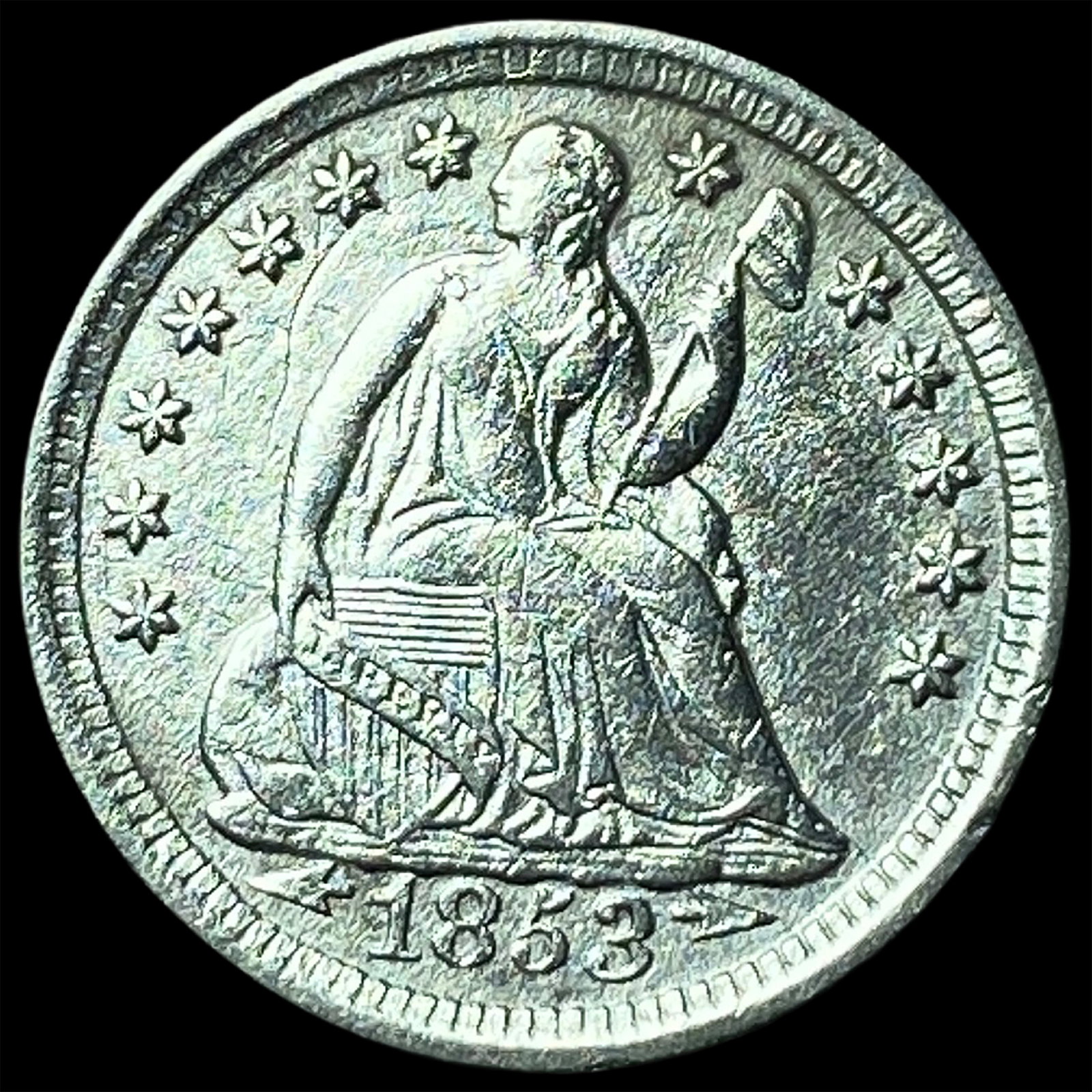 1853 Silver Half Dime (Arrows) HIGH GRADE: 1853 Silver Half Dime (Arrows) HIGH GRADE