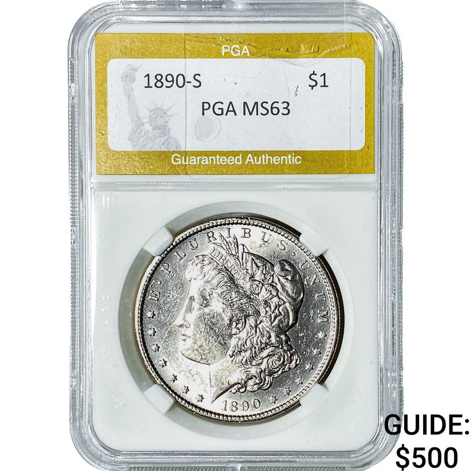 1890-S Morgan Silver Dollar PGA MS63: 1890-S Morgan Silver Dollar PGA MS63