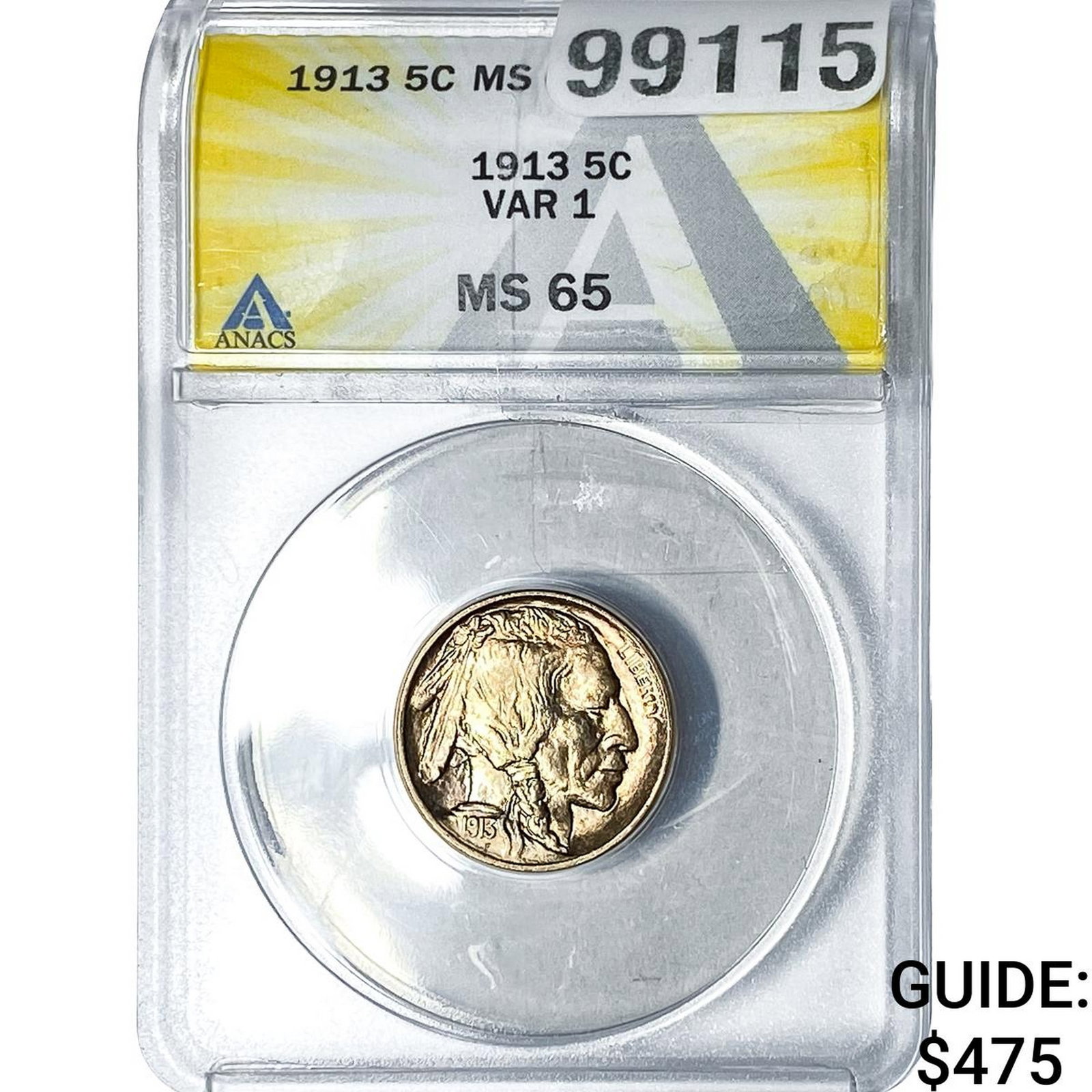 1913 Buffalo Nickel ANACS MS65 Var 1: 1913 Buffalo Nickel ANACS MS65 Var 1