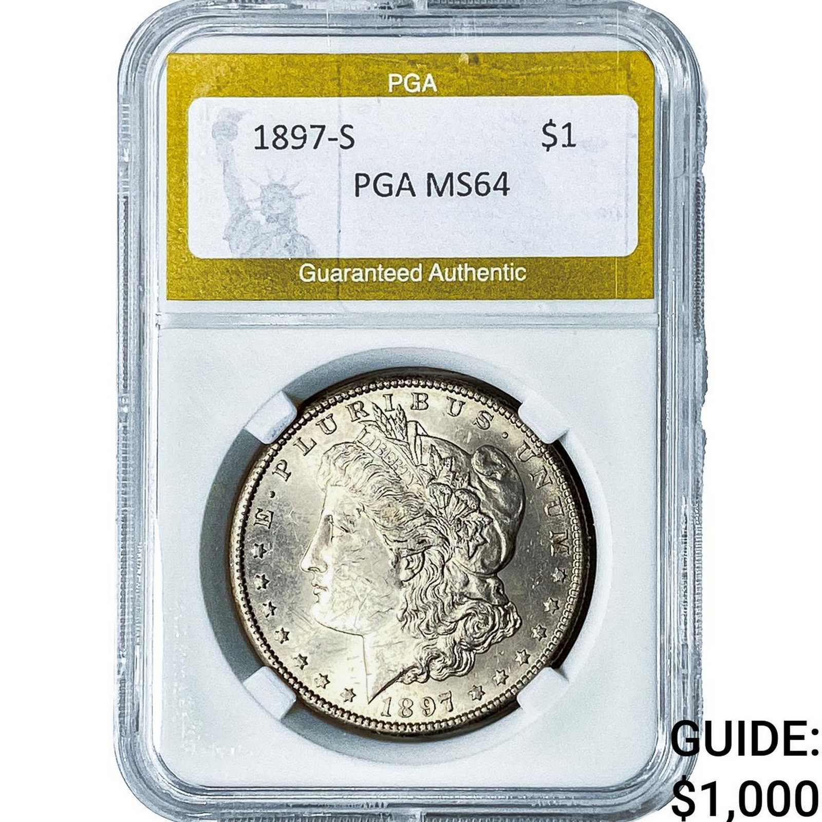 1897-S Morgan Silver Dollar PGA MS64: 1897-S Morgan Silver Dollar PGA MS64