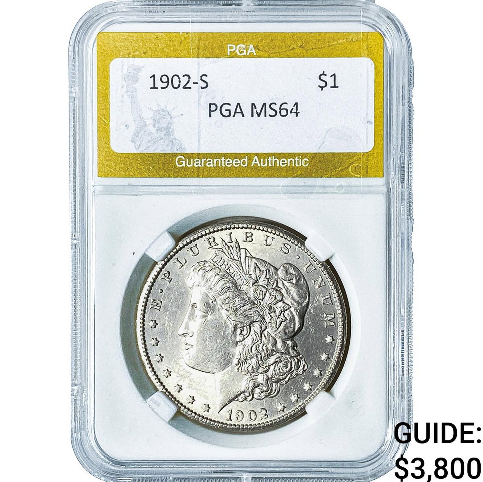 1902-S Morgan Silver Dollar PGA MS64: 1902-S Morgan Silver Dollar PGA MS64